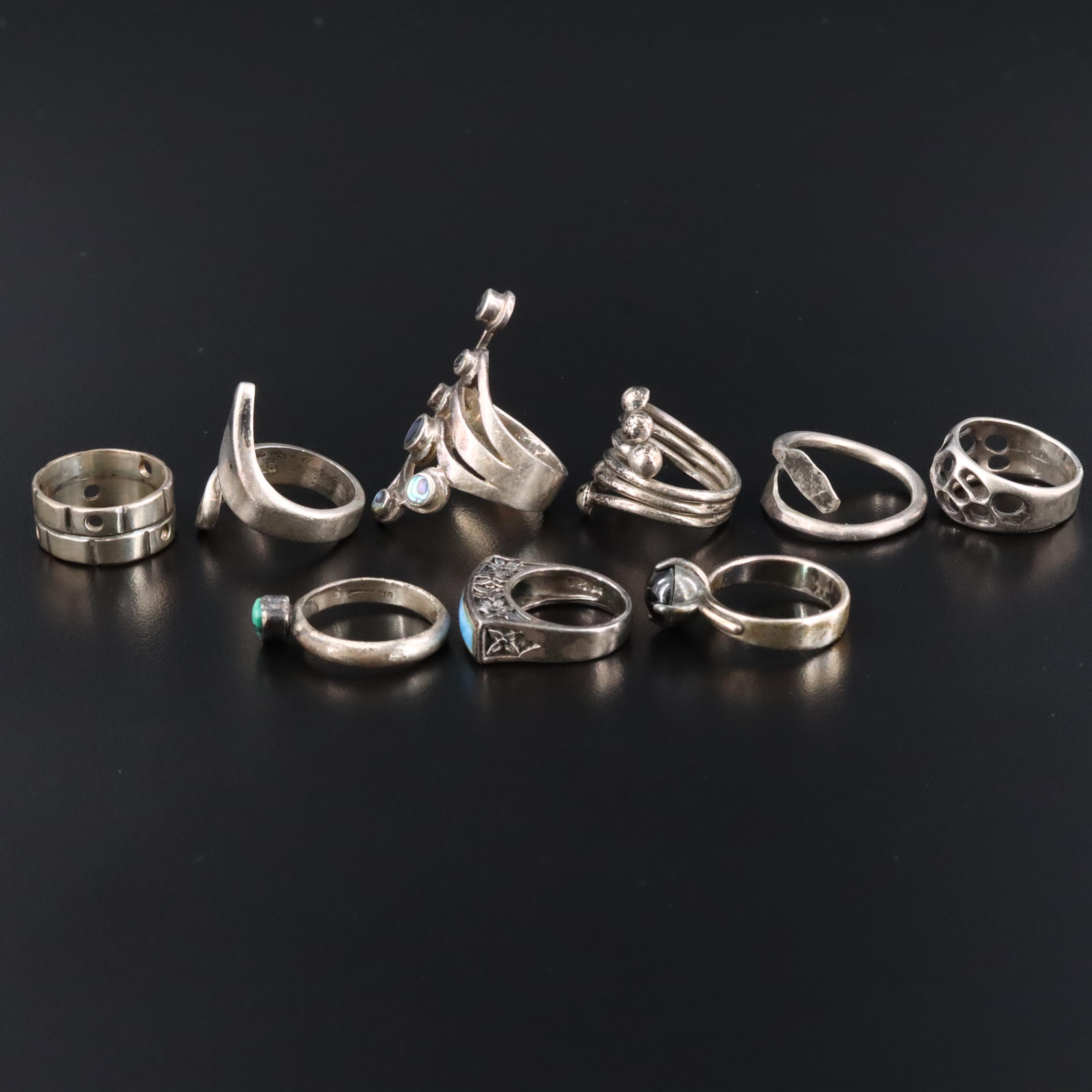 Sterling Abalone, Turquoise and Diopside Ring