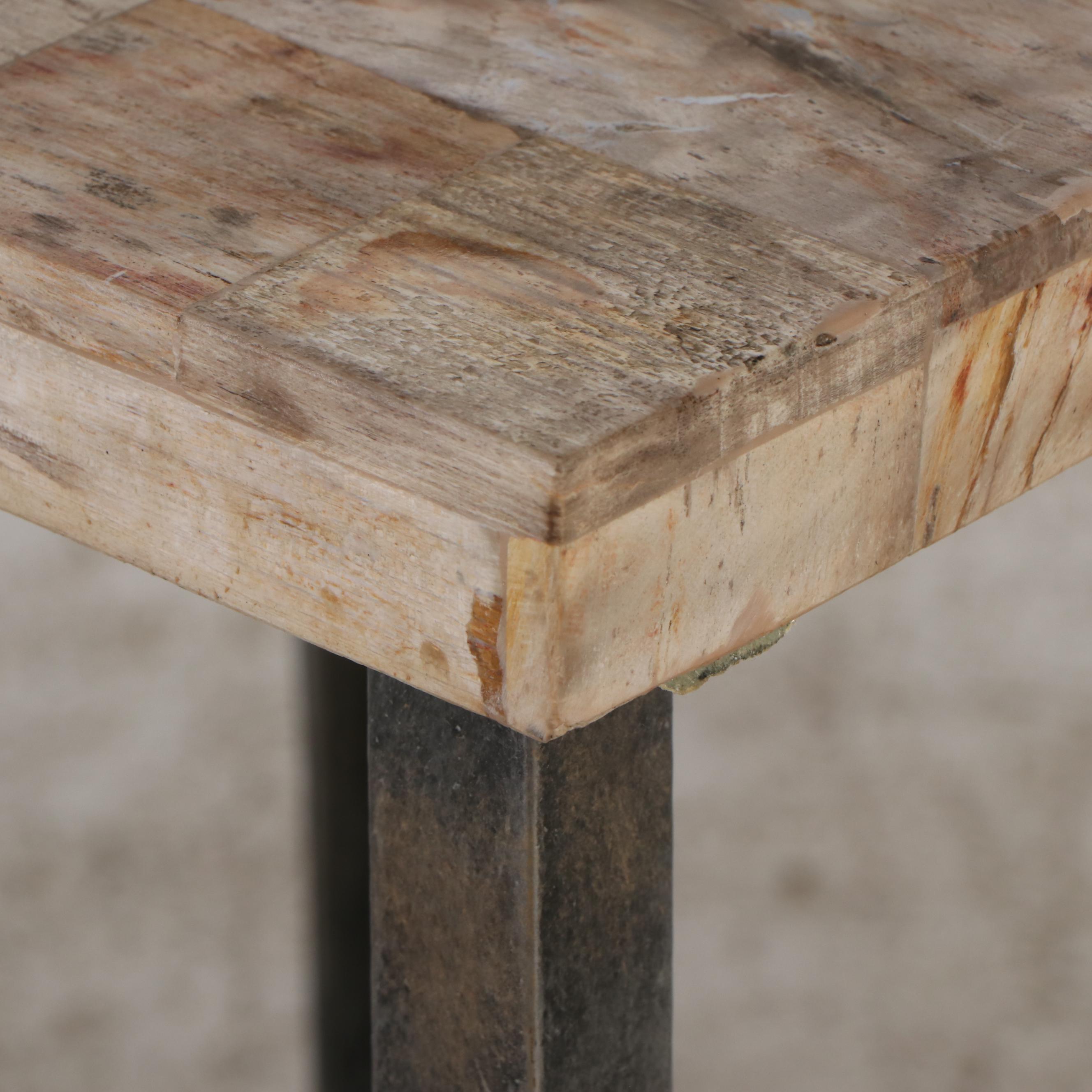 Sherill Occasional "Dublin" Tessellated Travertine and Metal Accent Table
