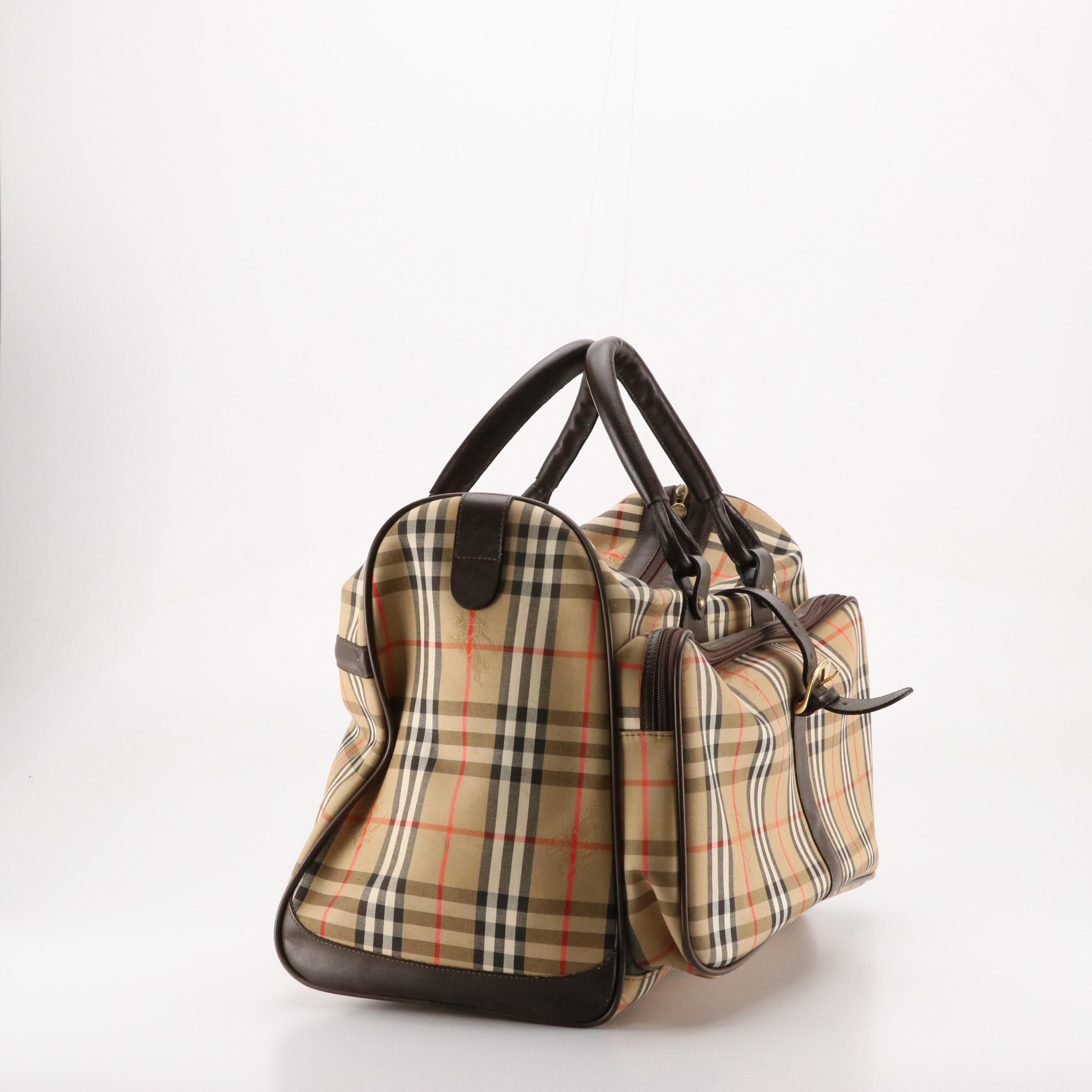 Burberrys Travel Bag in Haymarket Check Canvas and Leather