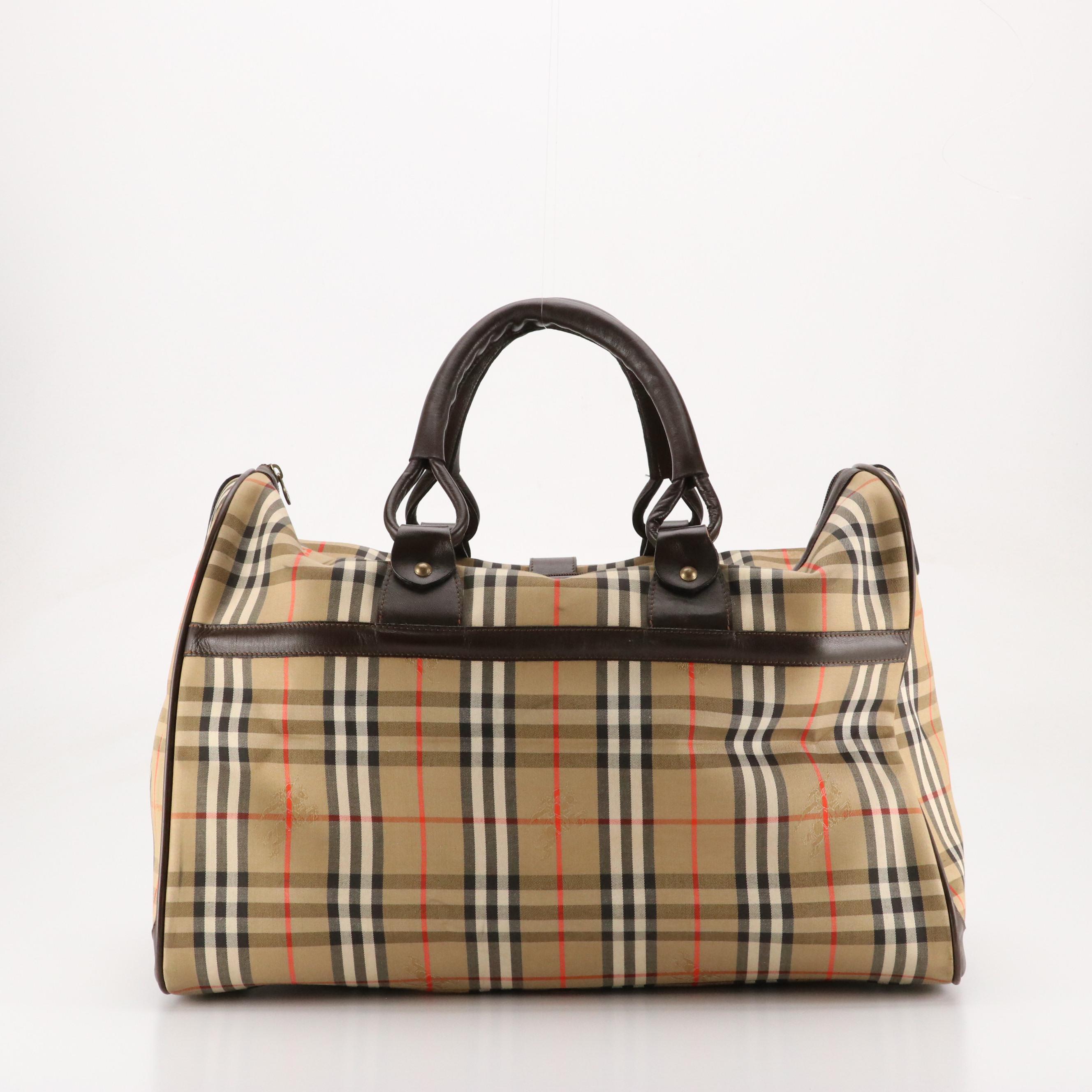 Burberrys Travel Bag in Haymarket Check Canvas and Leather