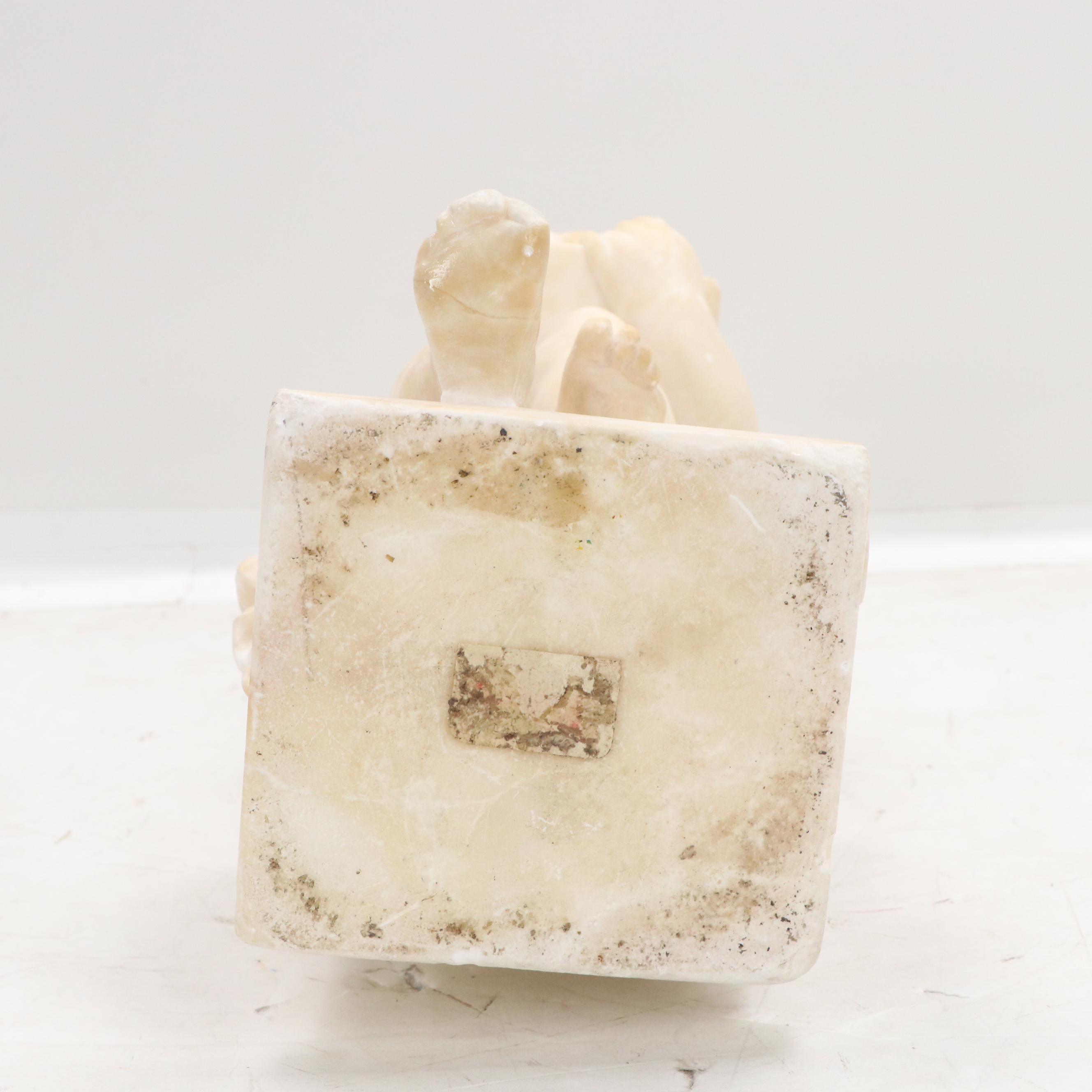 Alabaster Sculpture of Boy Writing on Tablet After Antonio Canova