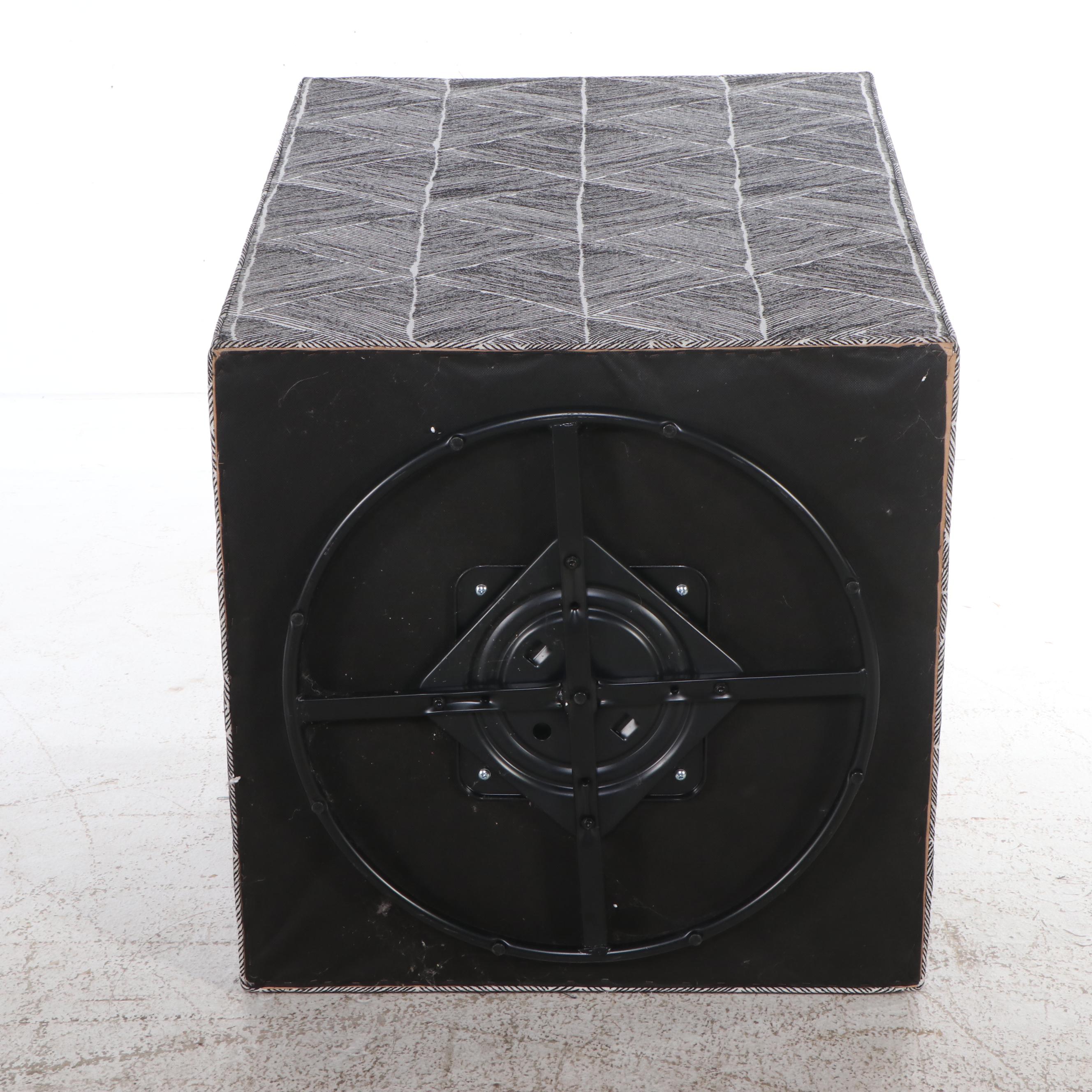 Contemporary Black and White Upholstered Swivel Club Chair