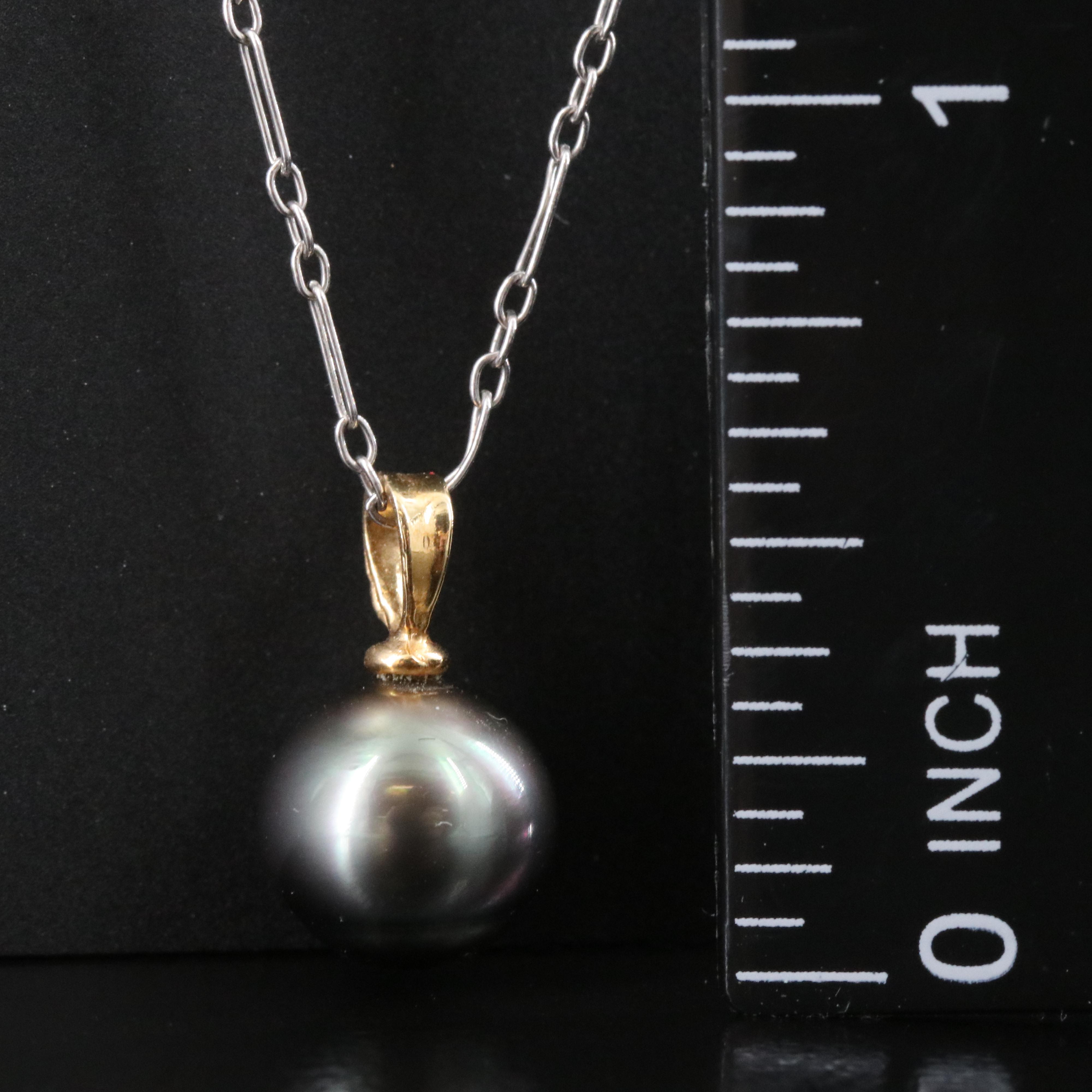 18K Pearl Pendant on 10K Necklace