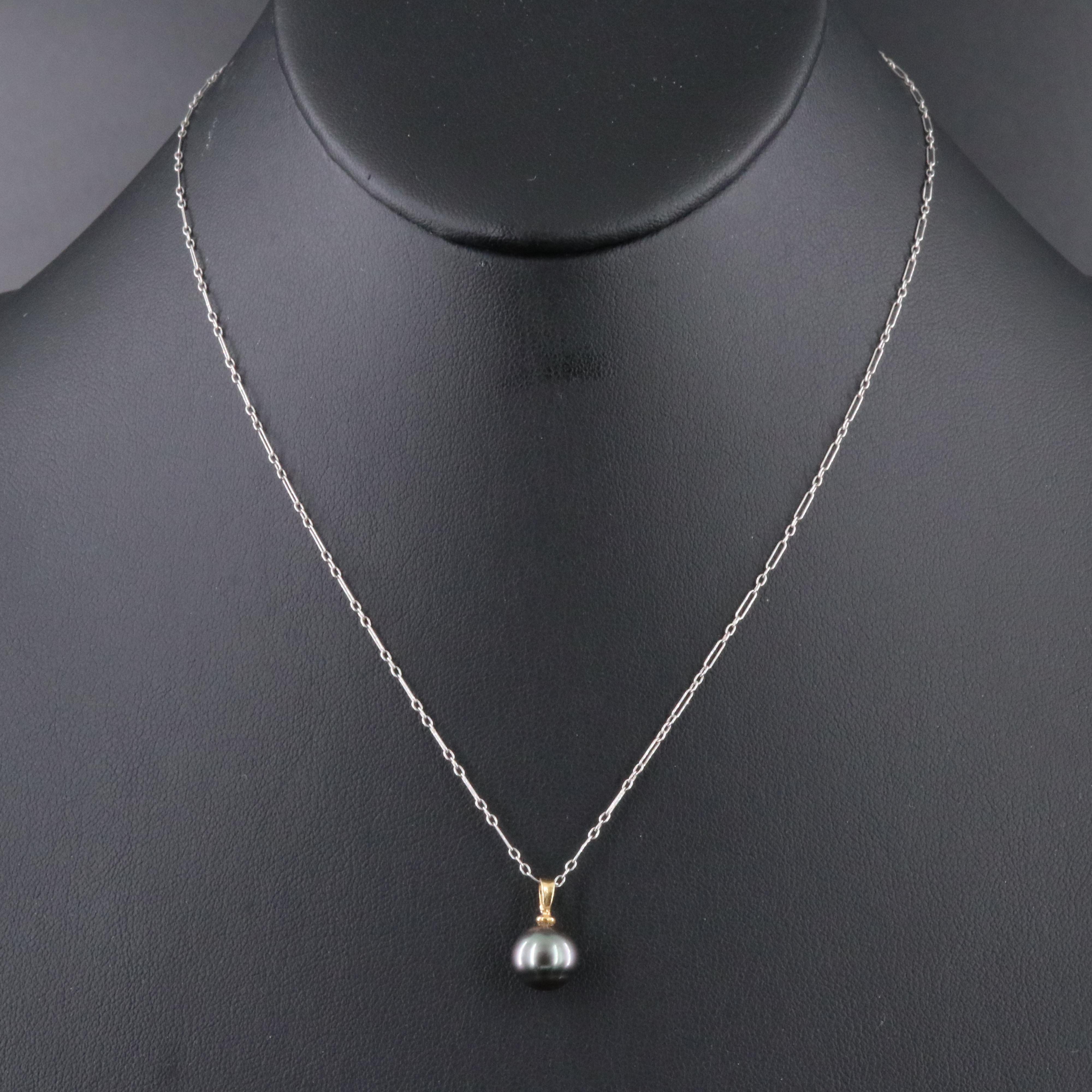 18K Pearl Pendant on 10K Necklace