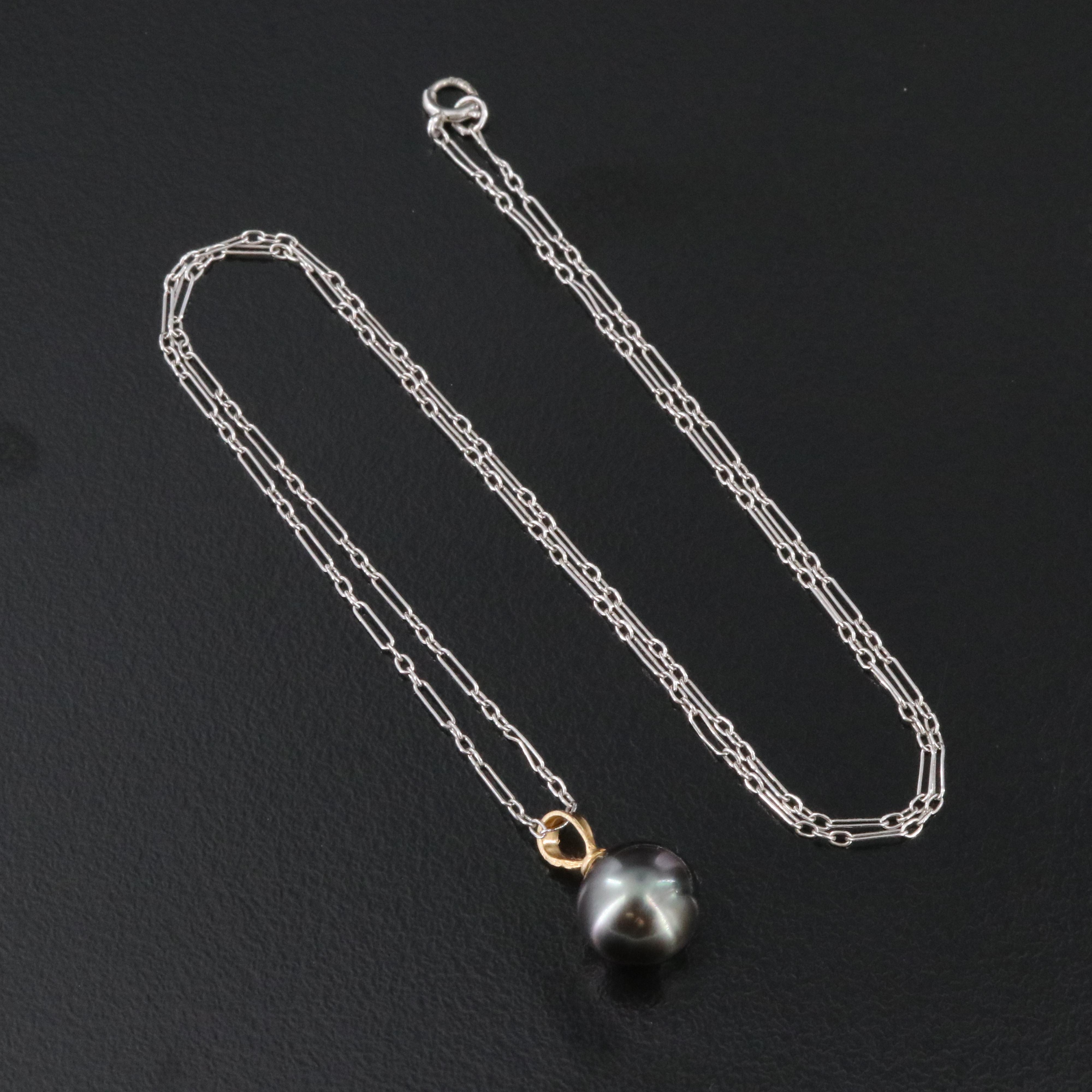 18K Pearl Pendant on 10K Necklace