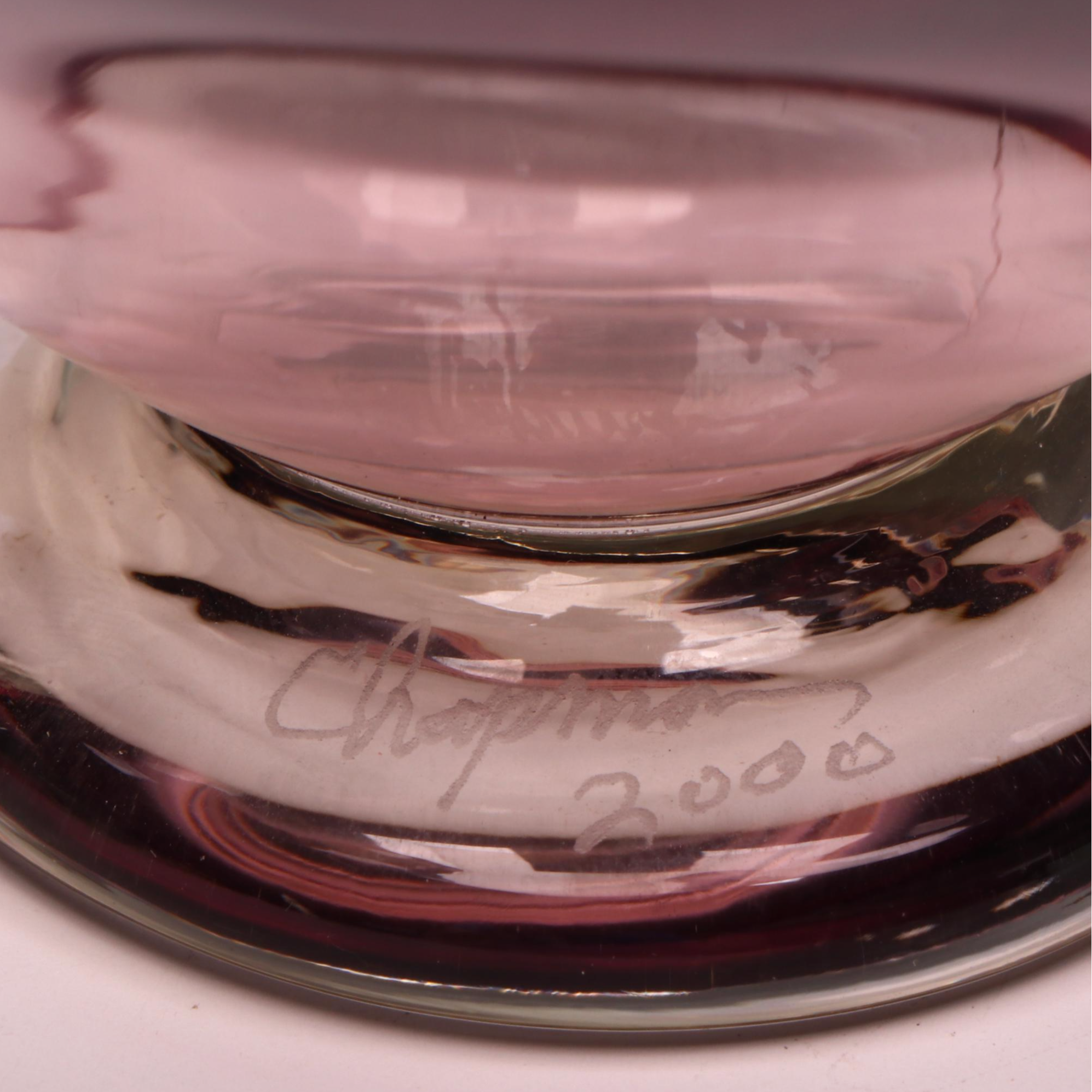 Thomas Chapman Amethyst Handkerchief Art Glass Footed Centerpiece, 2000