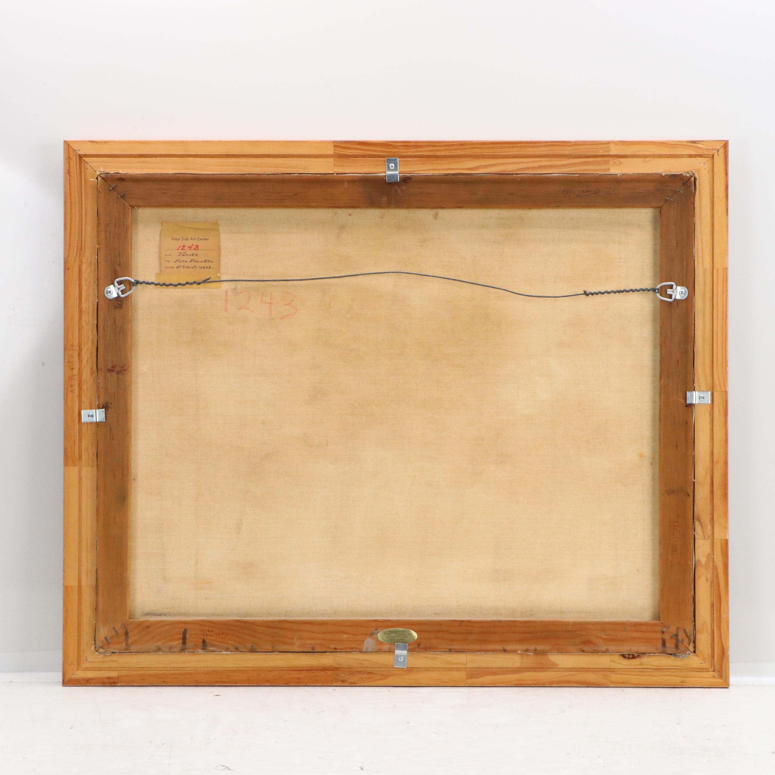 Joseph Trover Still Life Oil Painting "Pink Flowers," Mid-Late 20th Century