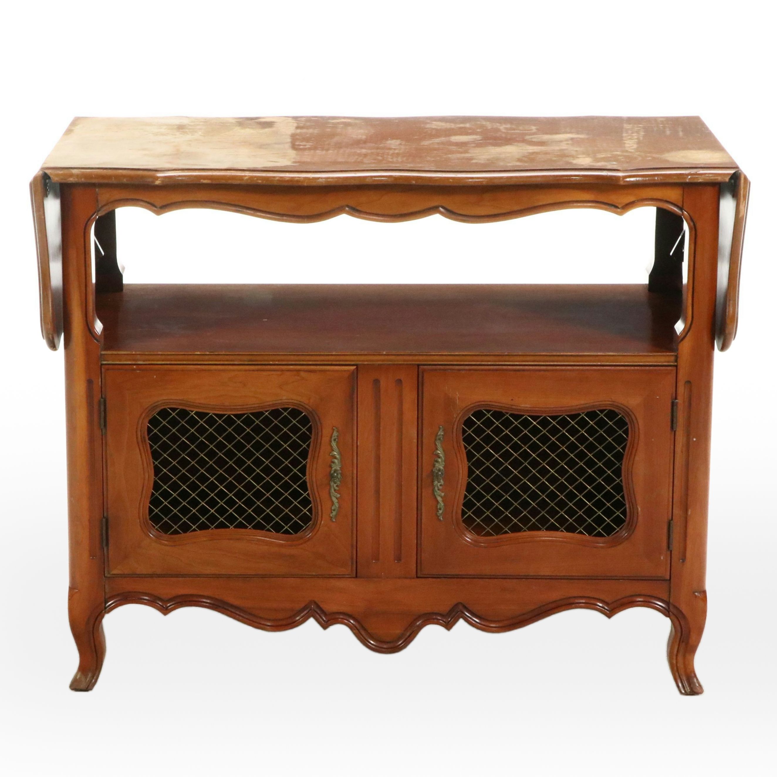 French Provincial Style Walnut Drop-Leaf Buffet, Mid-20th Century