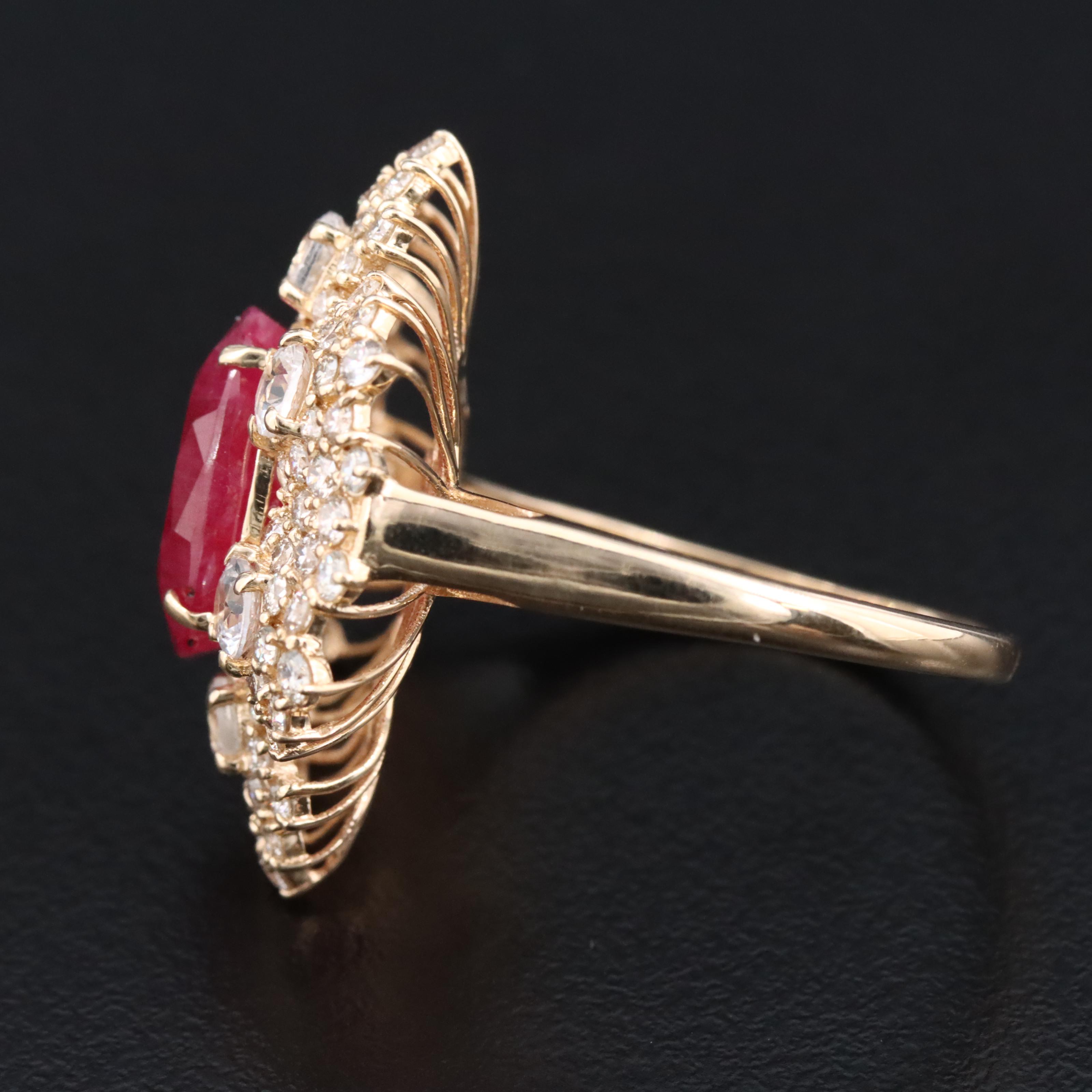 14K 3.51 CT Ruby, White Sapphire, and Diamond Ring with IGI Jewelry Report