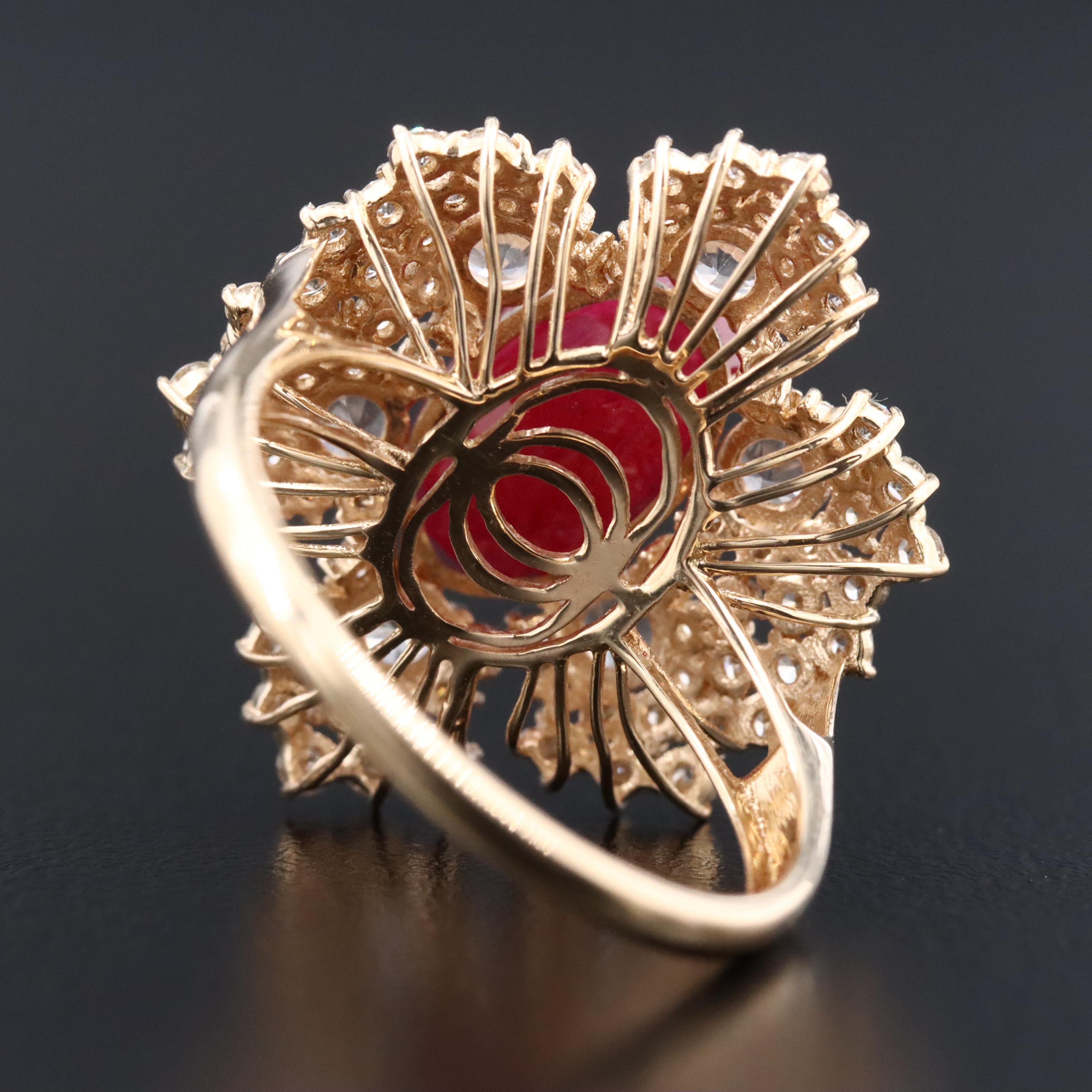 14K 3.51 CT Ruby, White Sapphire, and Diamond Ring with IGI Jewelry Report