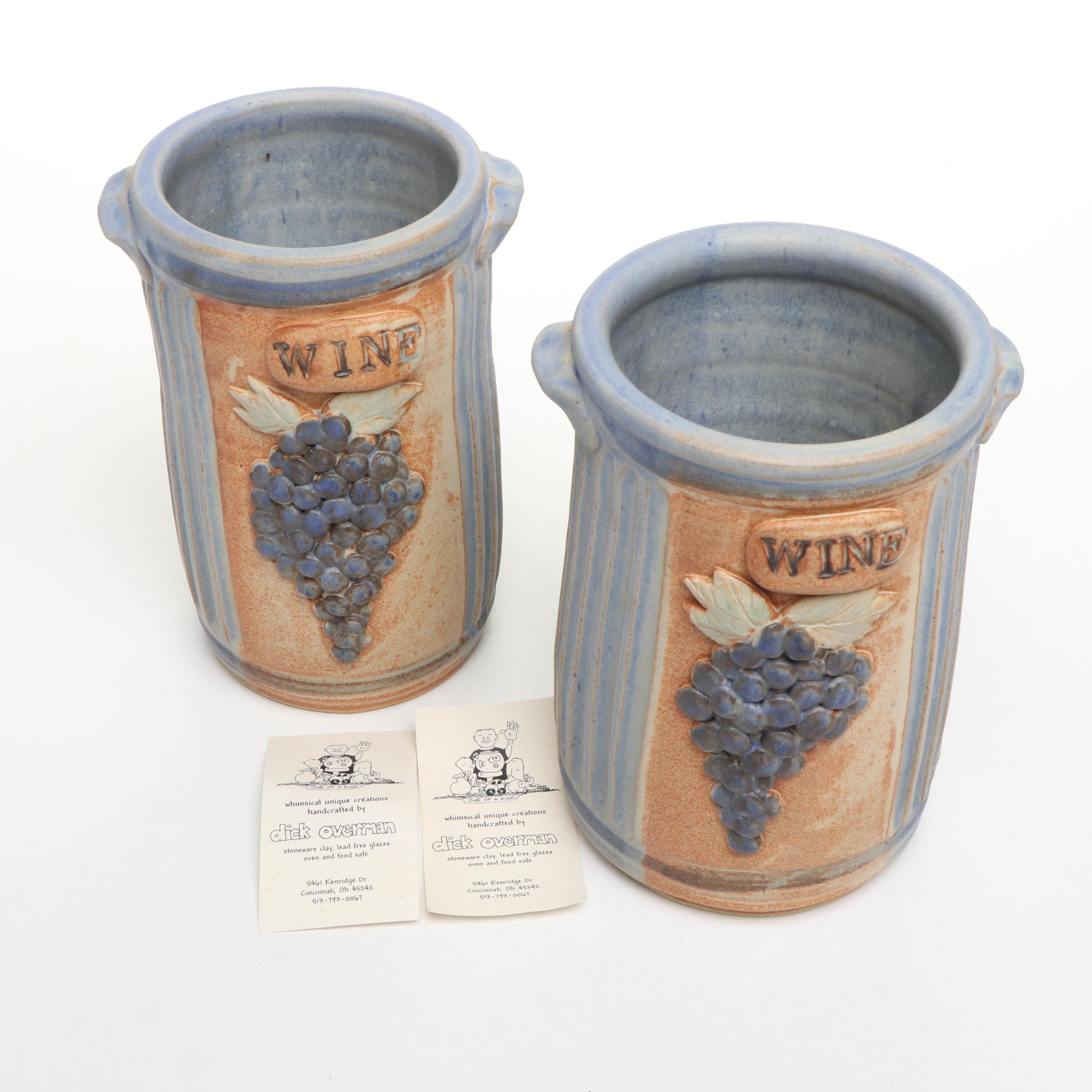 Dick Overman Stoneware Wine Bottle Holders, 21st Century