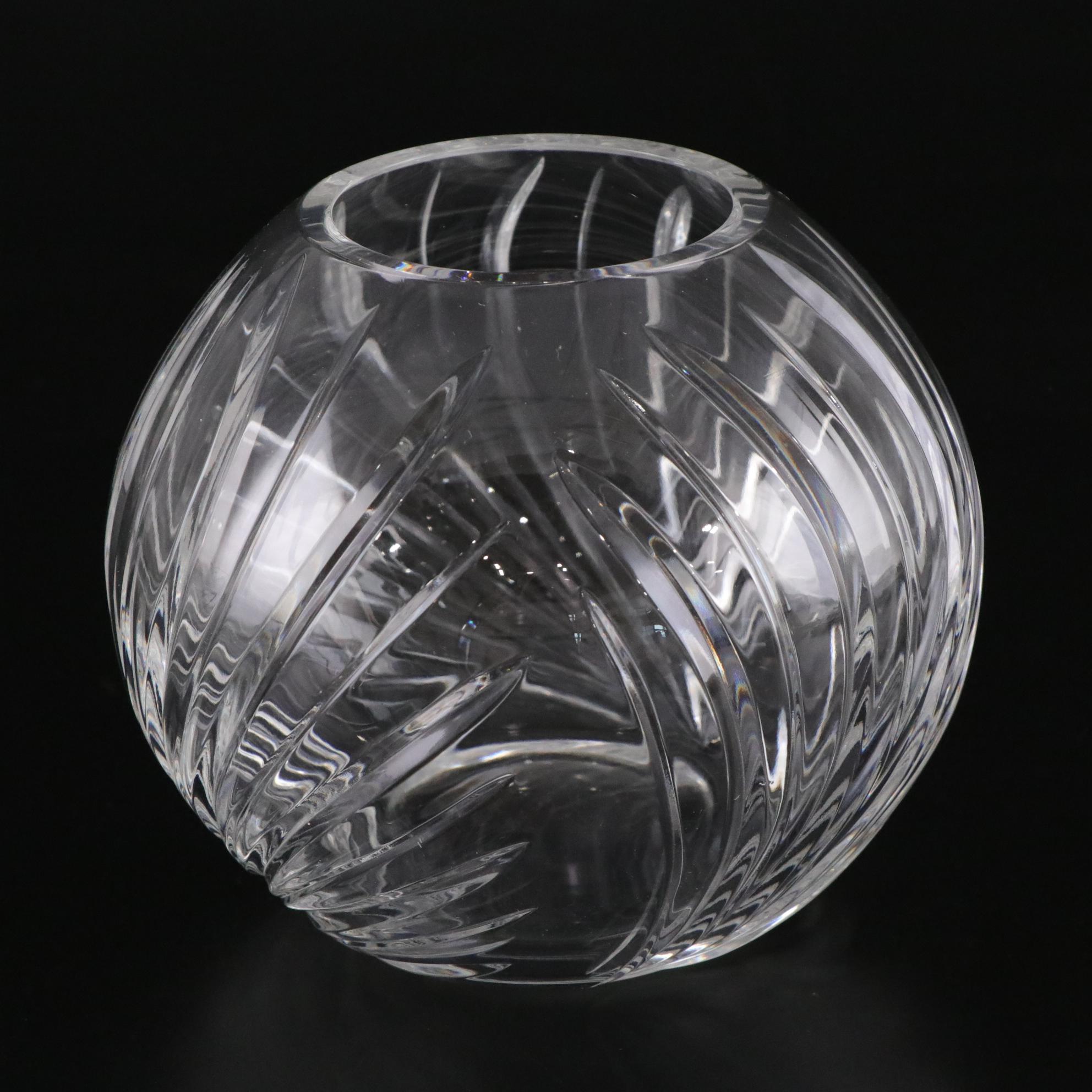 Cut Crystal Rose Bowl & Owl Figurine