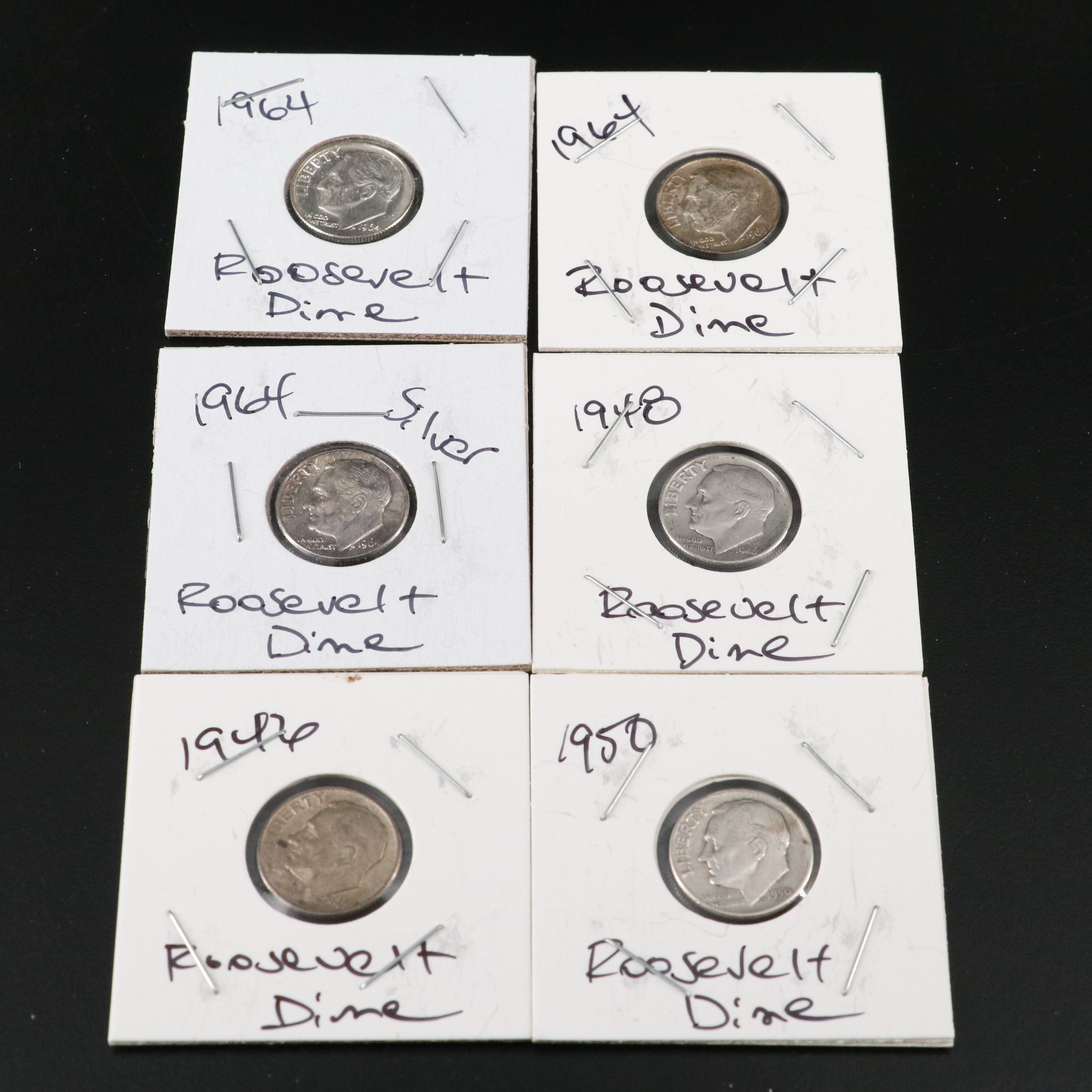 Forty-Five Silver U.S. Dimes, Mainly Roosevelt