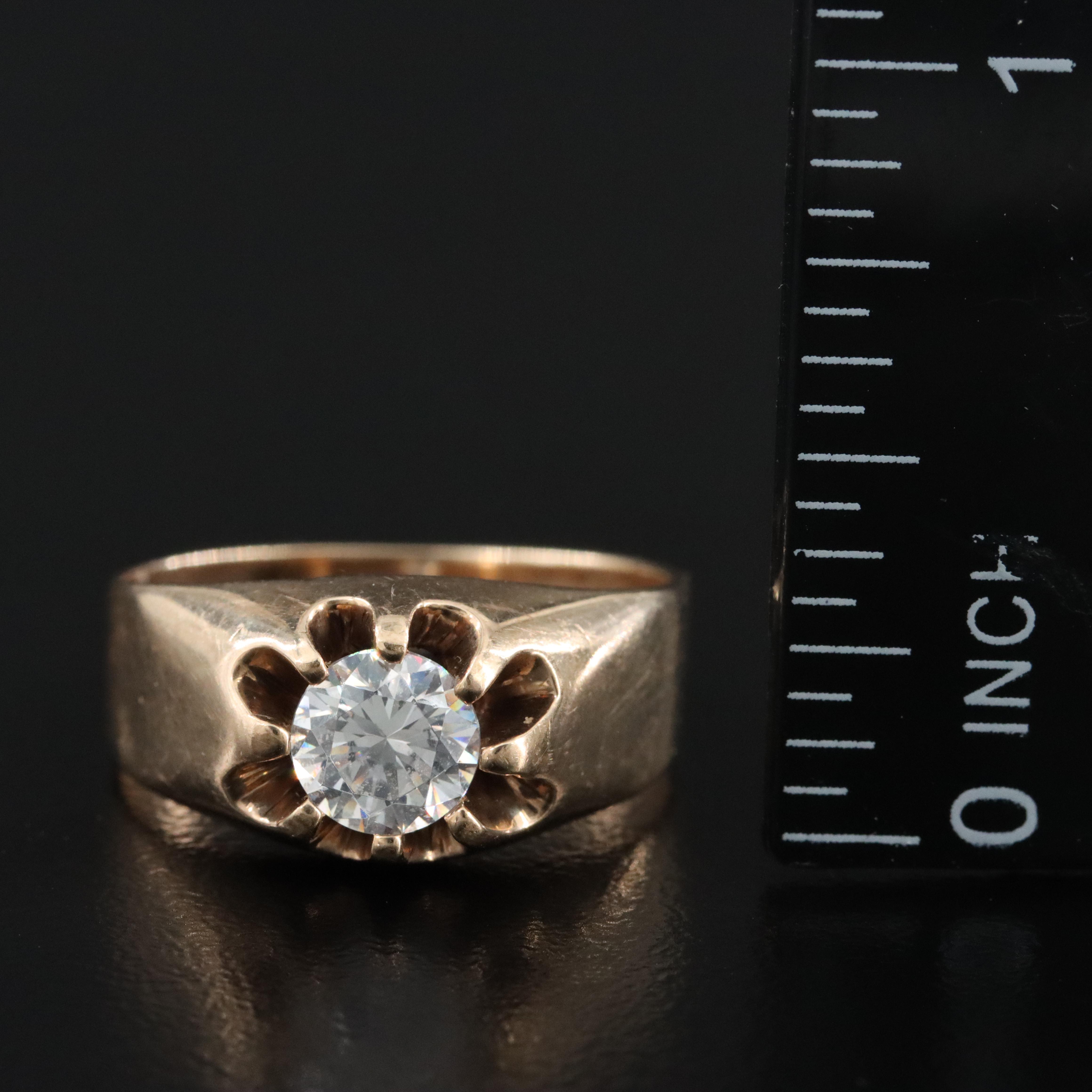 Antique 10K CZ Belcher Ring