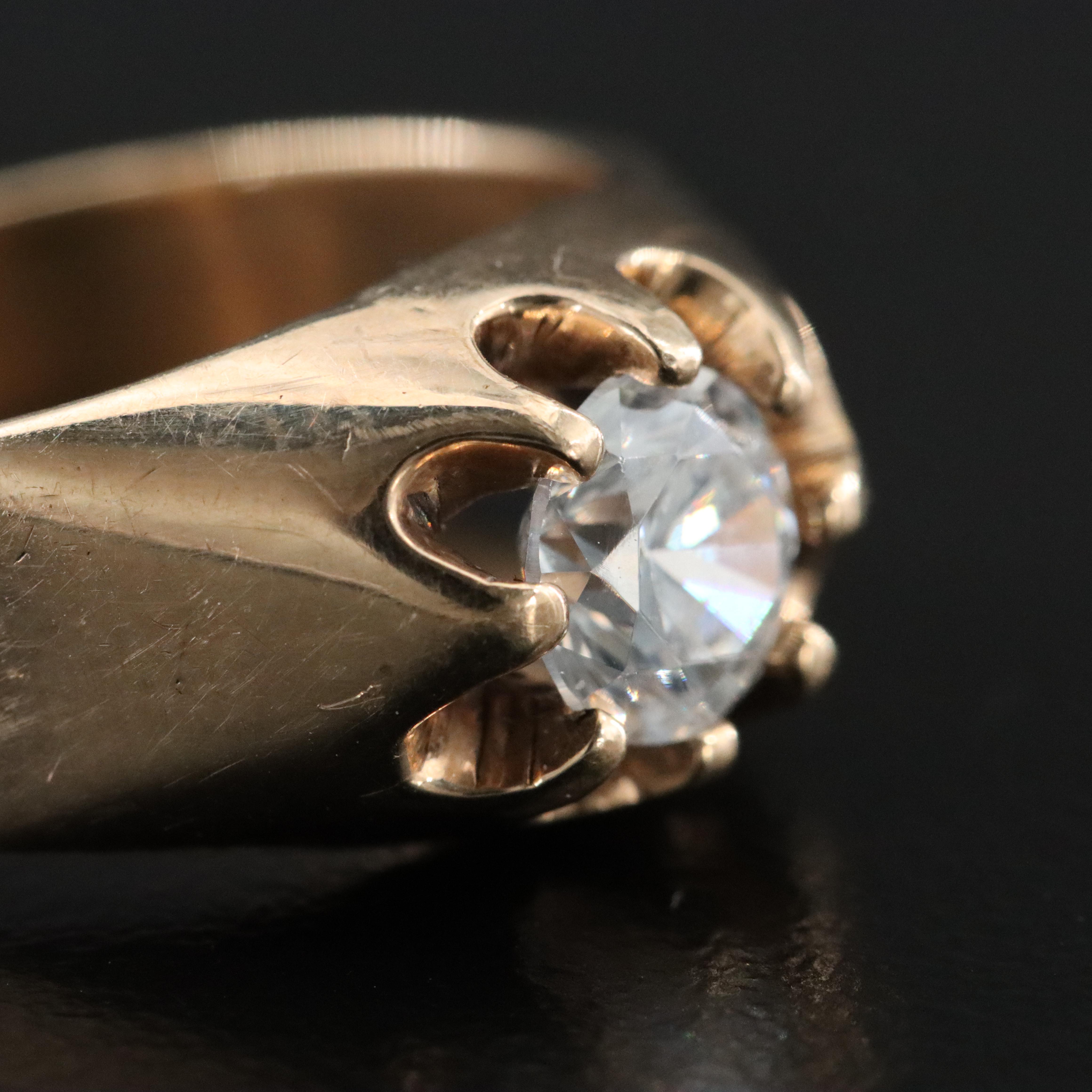 Antique 10K CZ Belcher Ring