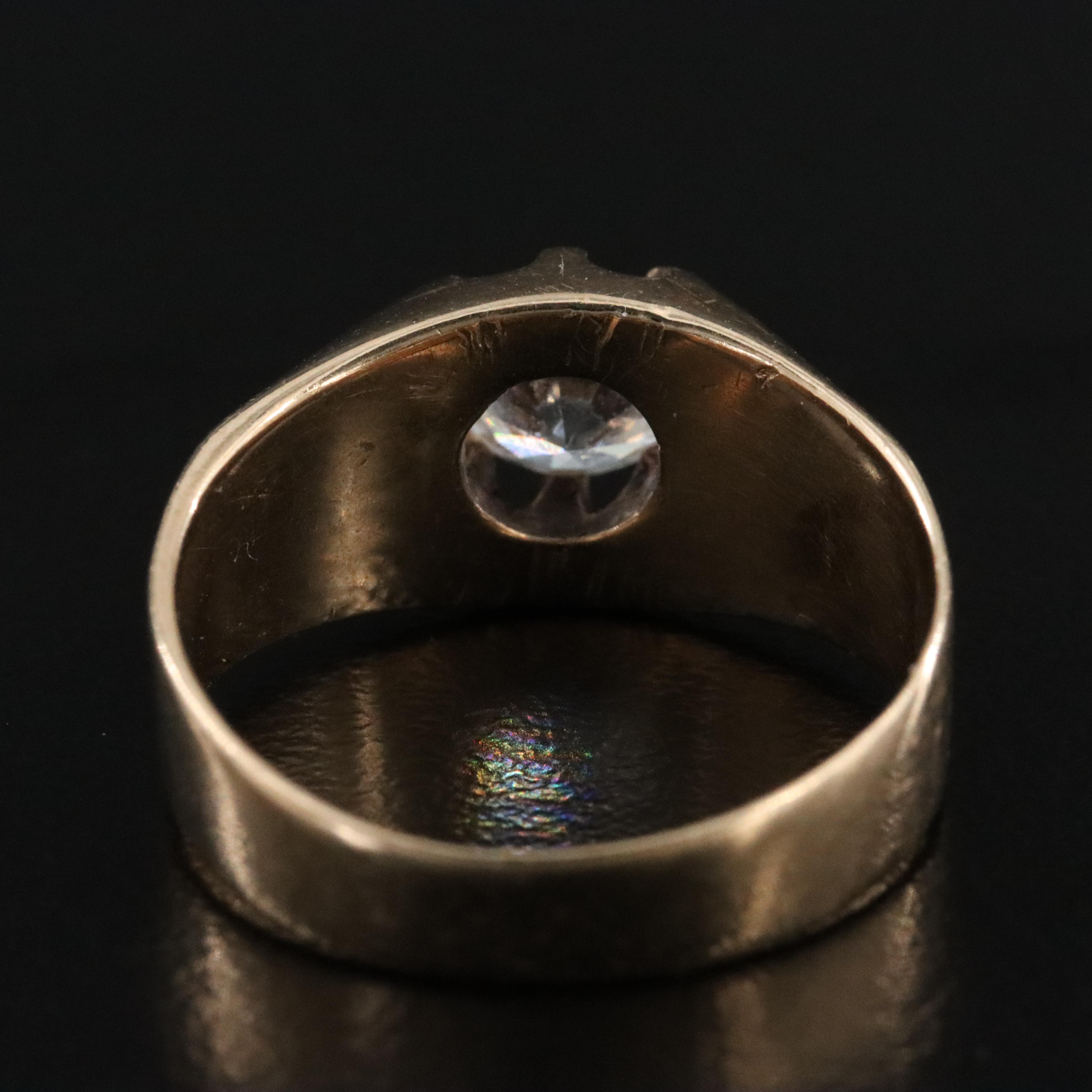 Antique 10K CZ Belcher Ring