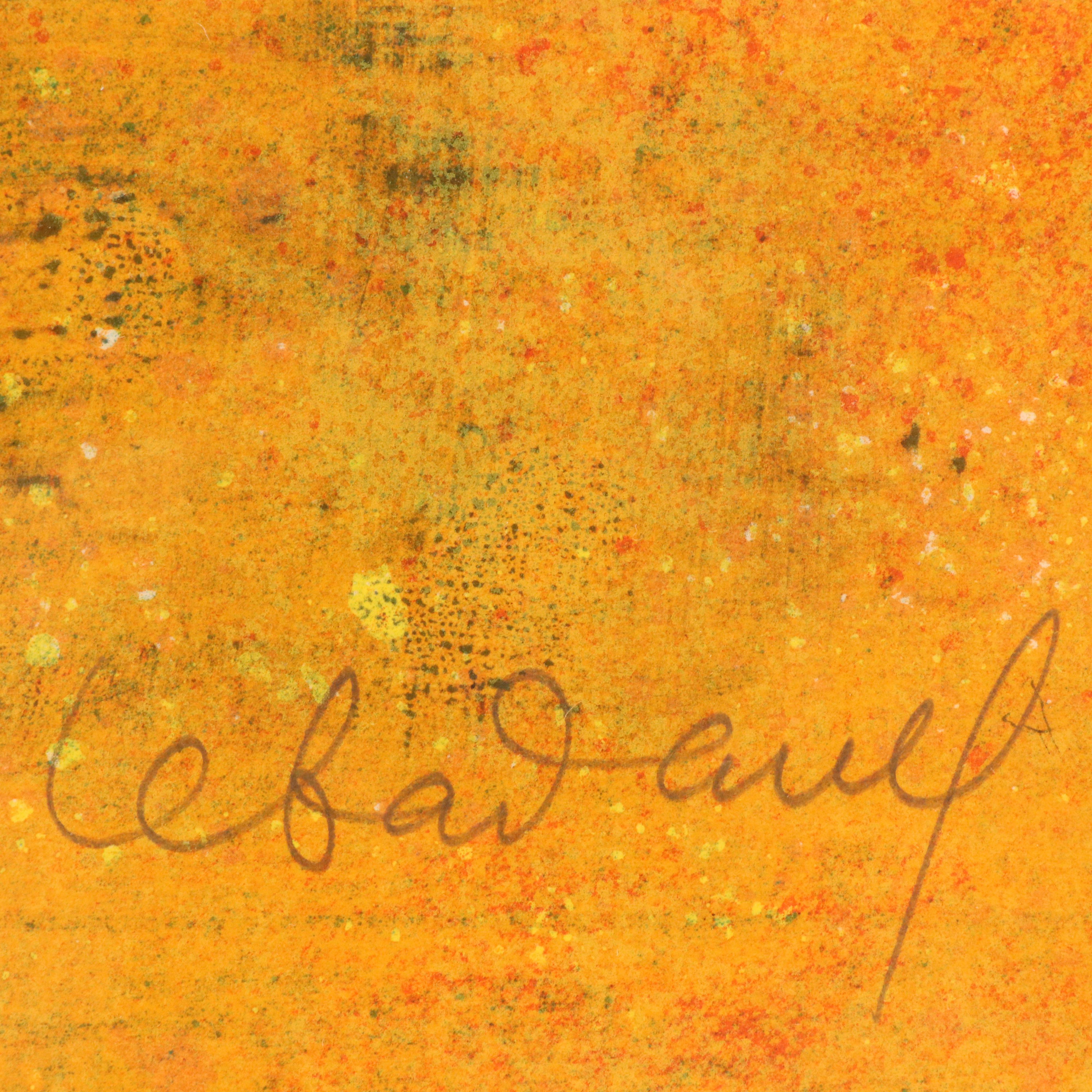 Hoi Lebadang Lithograph "Paysage du Vietnam - Pêcheur sur la Lagune"