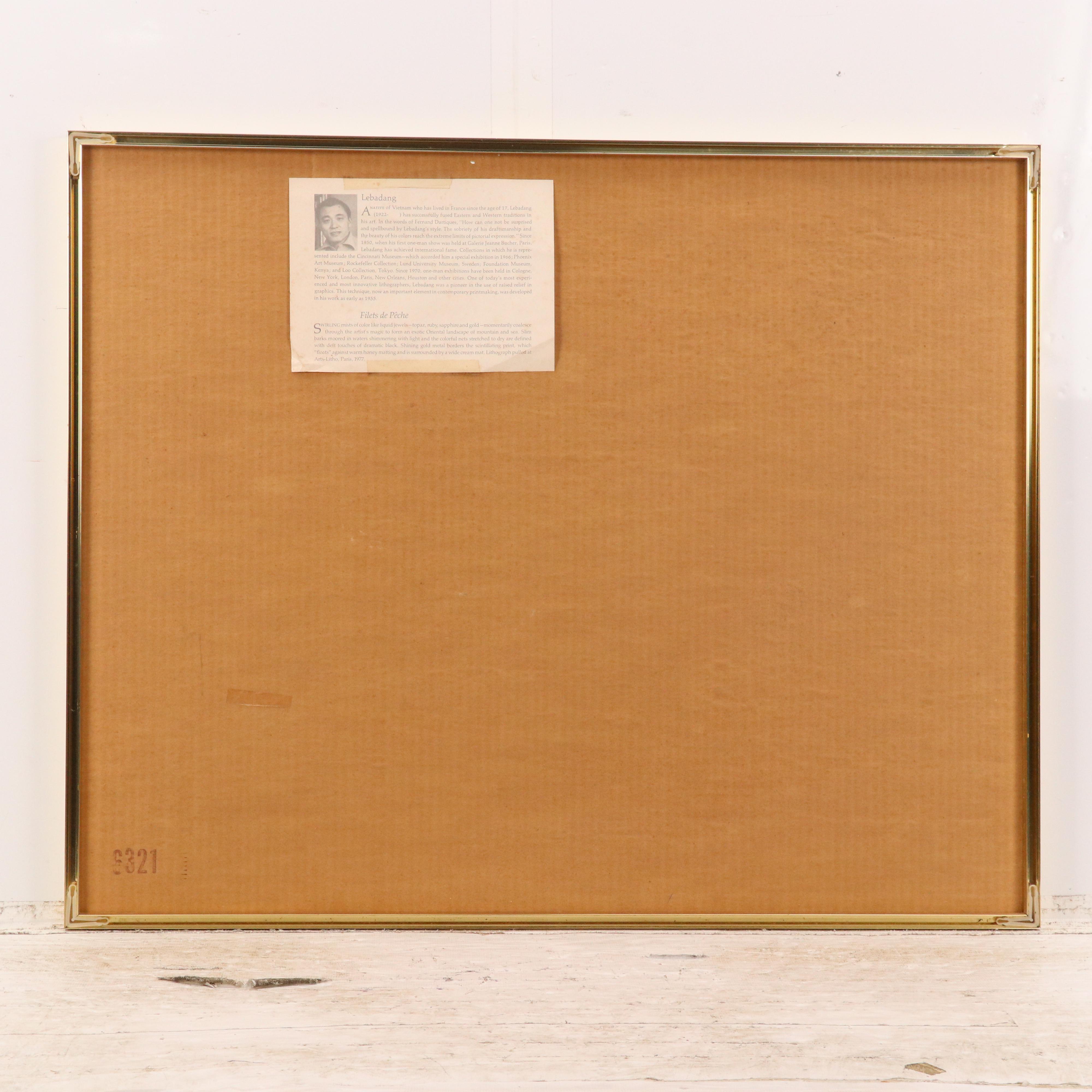 Hoi Lebadang Lithograph "Paysage du Vietnam - Pêcheur sur la Lagune"