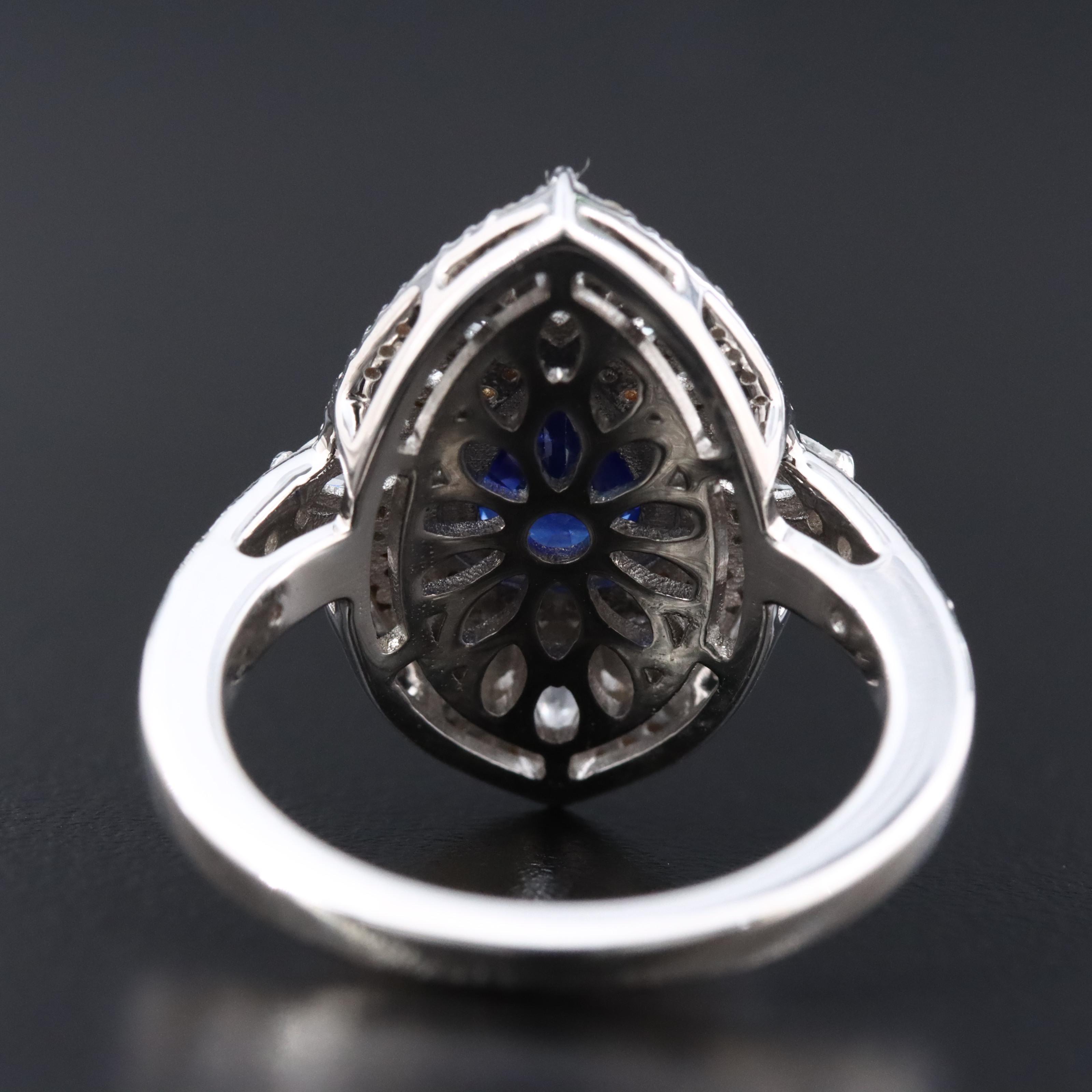 14K 1.41 CT Sapphire, White Sapphire, and Diamond Ring with IGI Jewelry Report