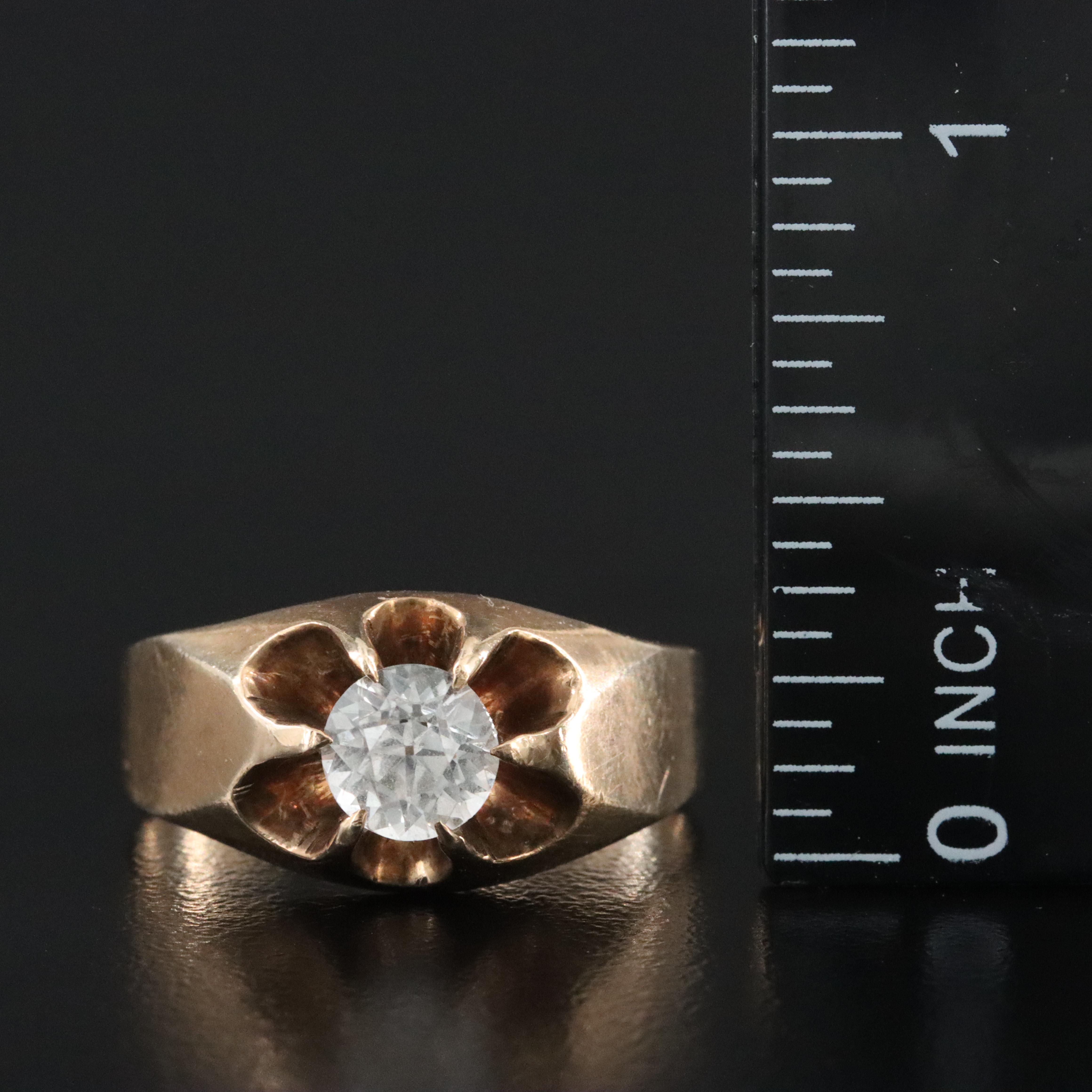 Antique 10K White Sapphire Belcher Ring