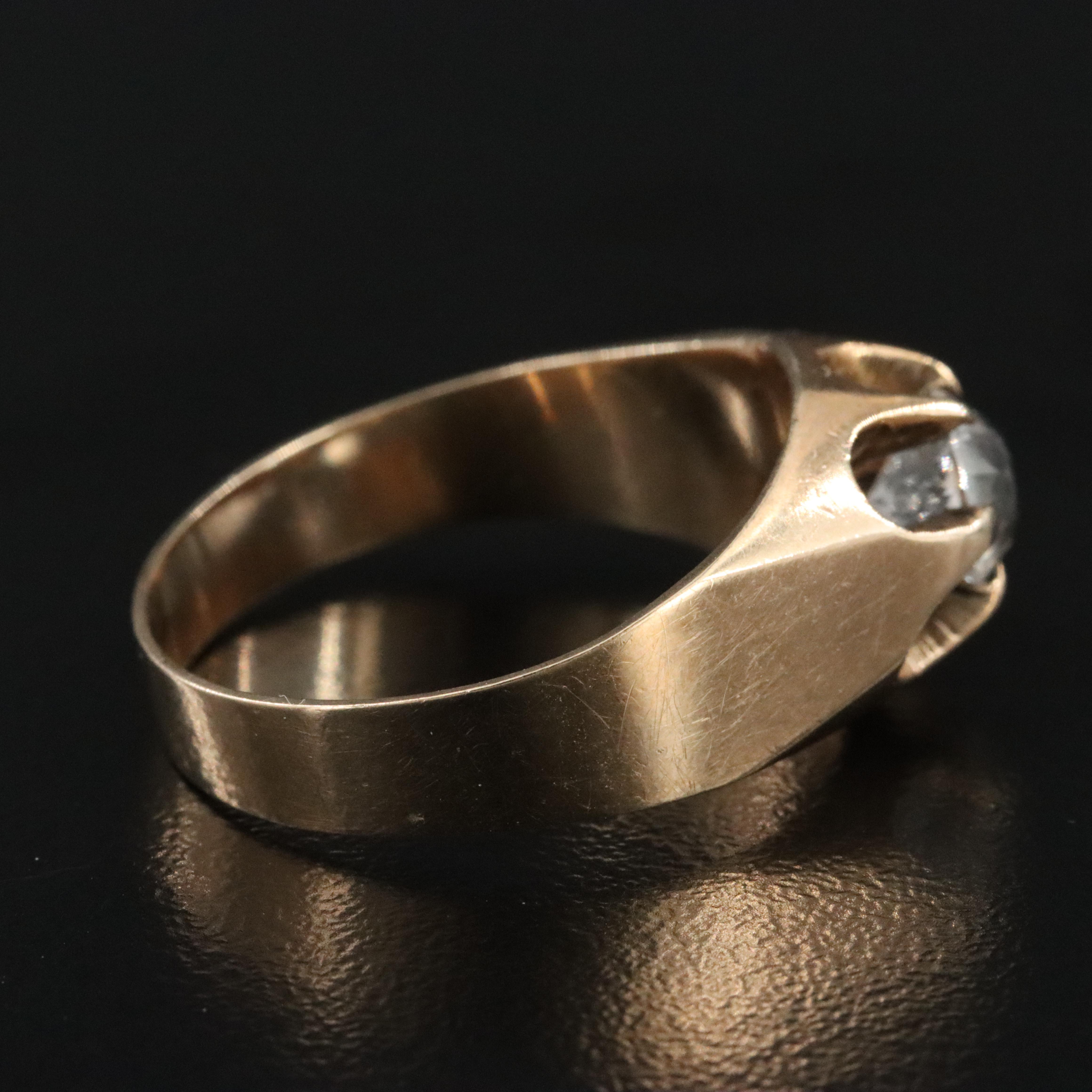 Antique 10K White Sapphire Belcher Ring