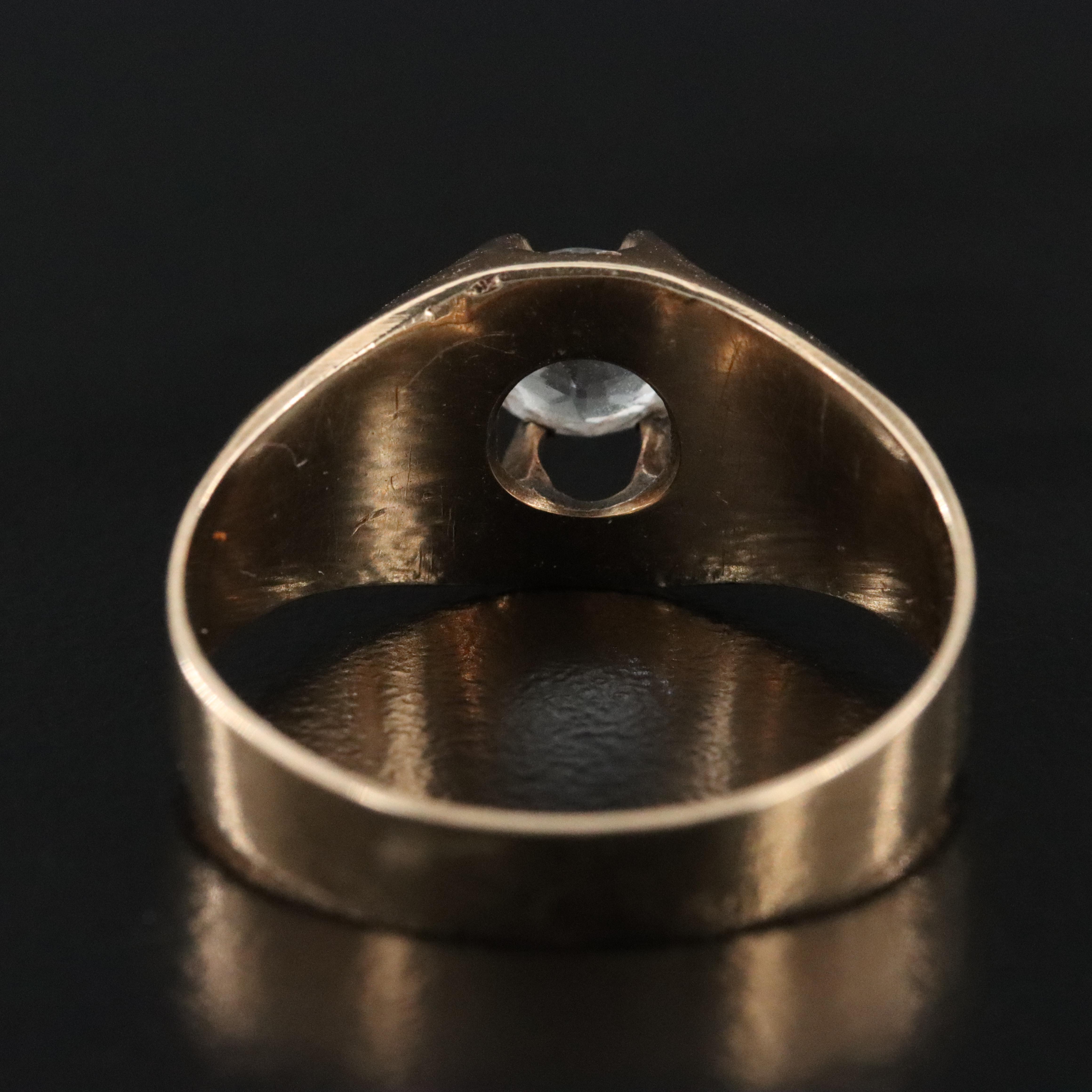 Antique 10K White Sapphire Belcher Ring