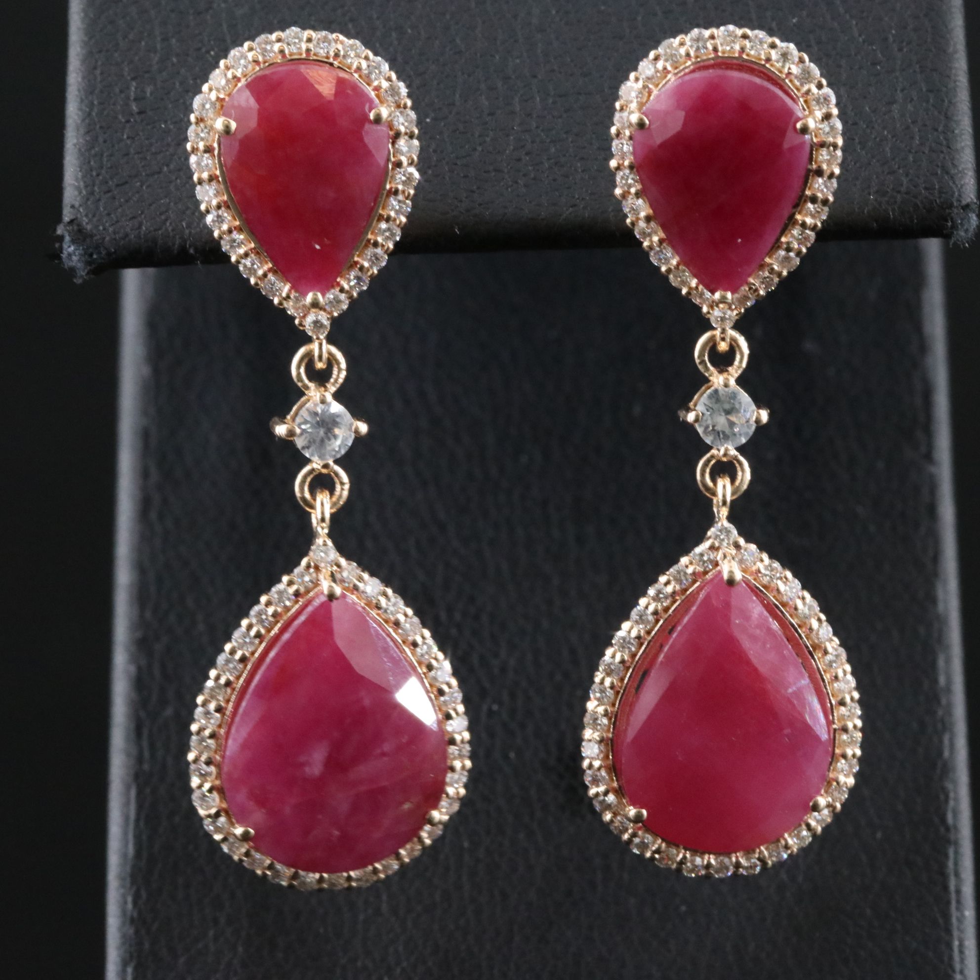 14K 12.93 CTW Ruby, Sapphire, and Diamond Earrings with IGI Jewelry Report