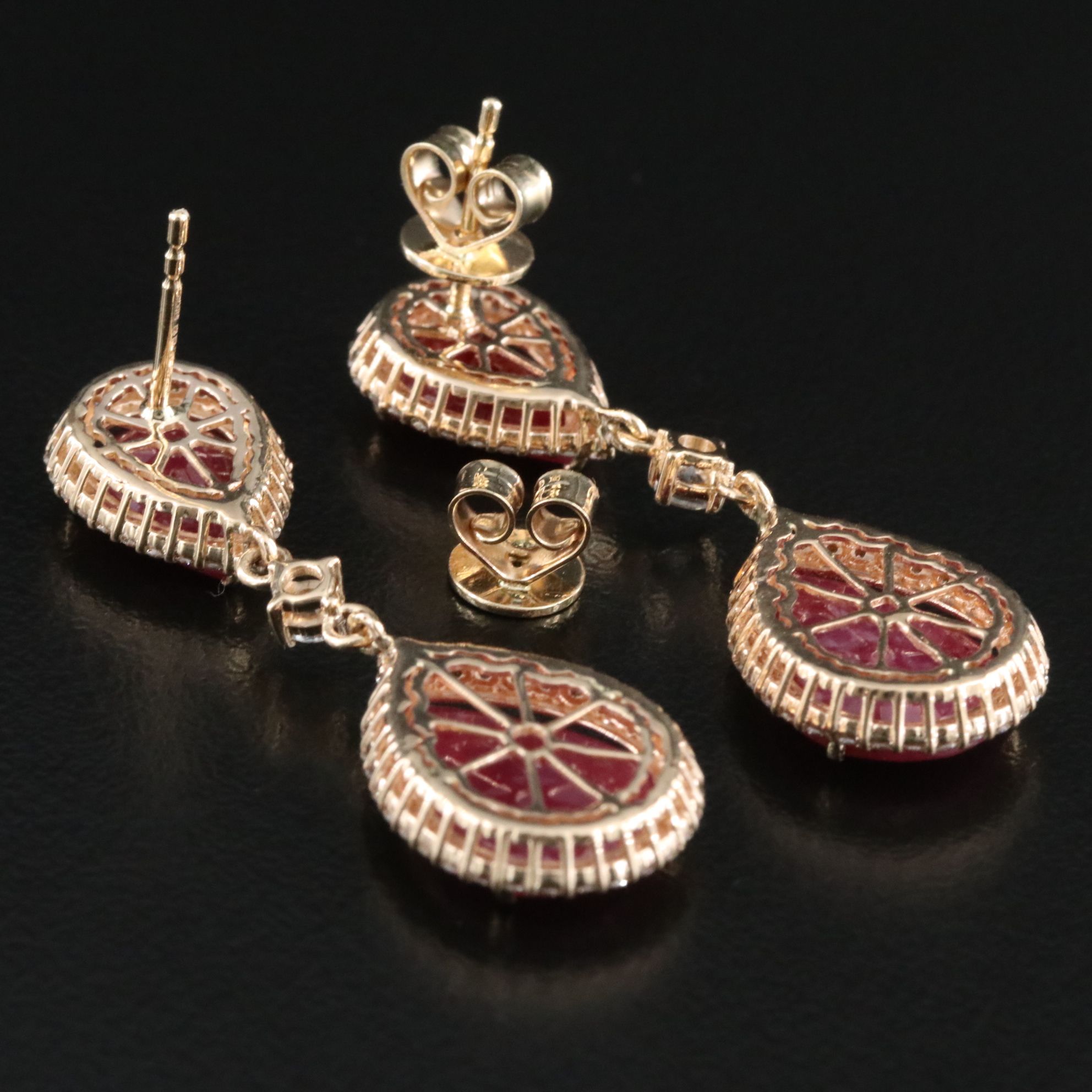 14K 12.93 CTW Ruby, Sapphire, and Diamond Earrings with IGI Jewelry Report