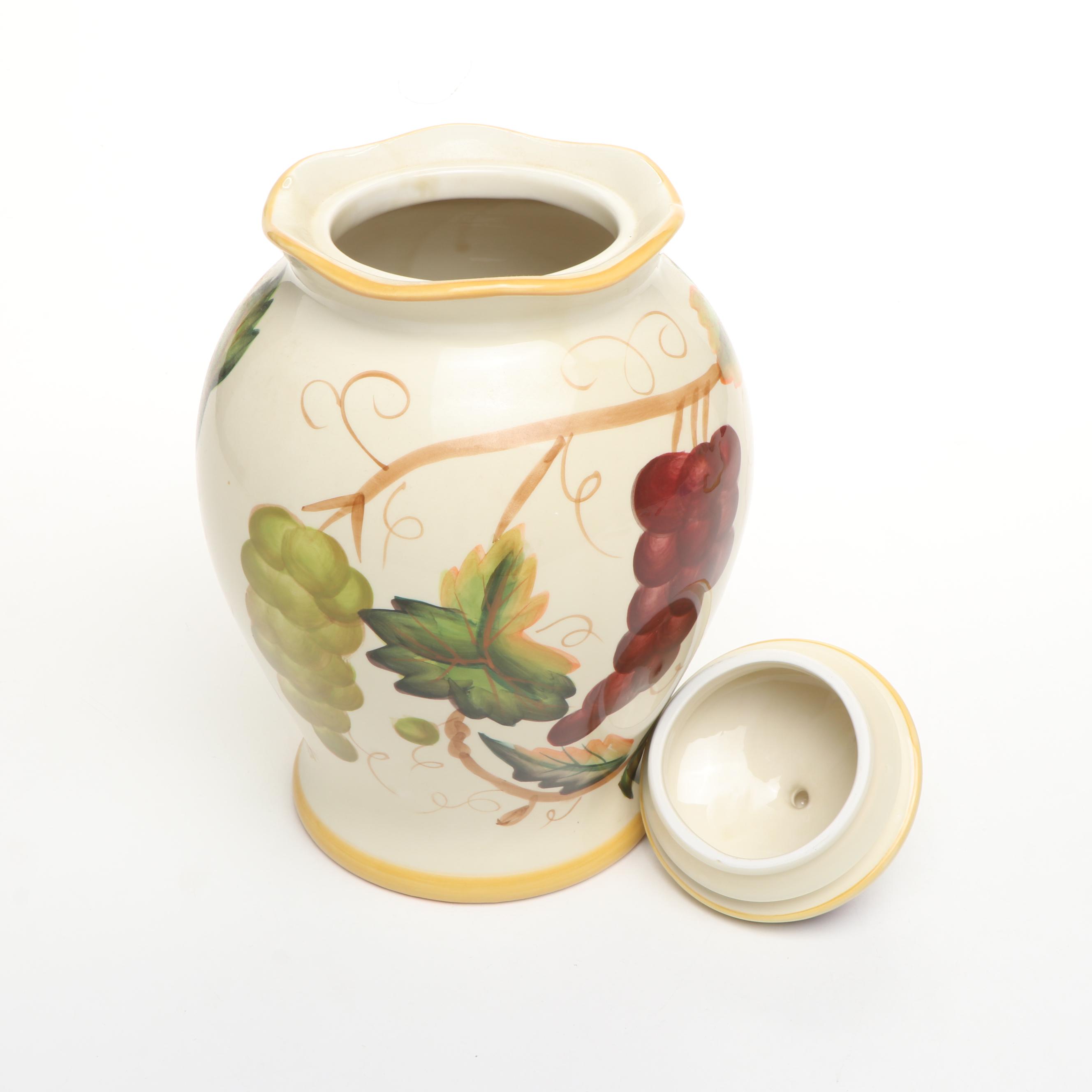 Italian Style Ceramic Biscotti and Other Lidded Jars