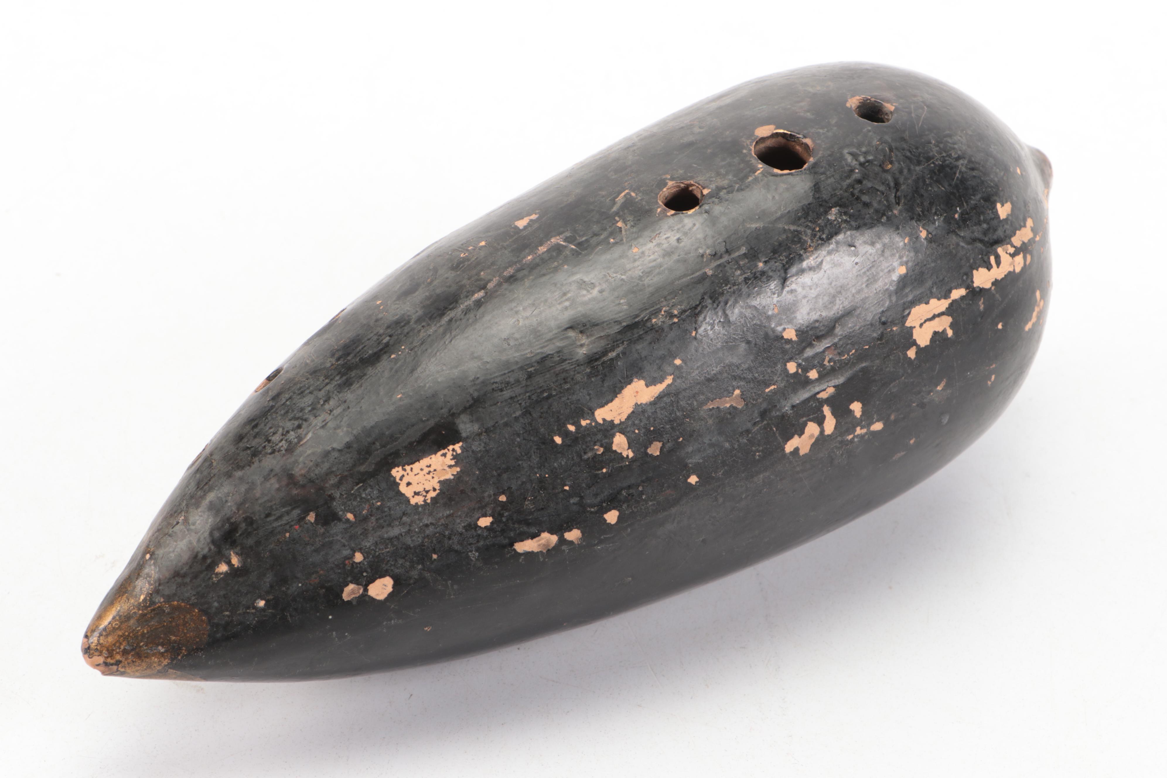 Black Glazed Terracotta Ocarina