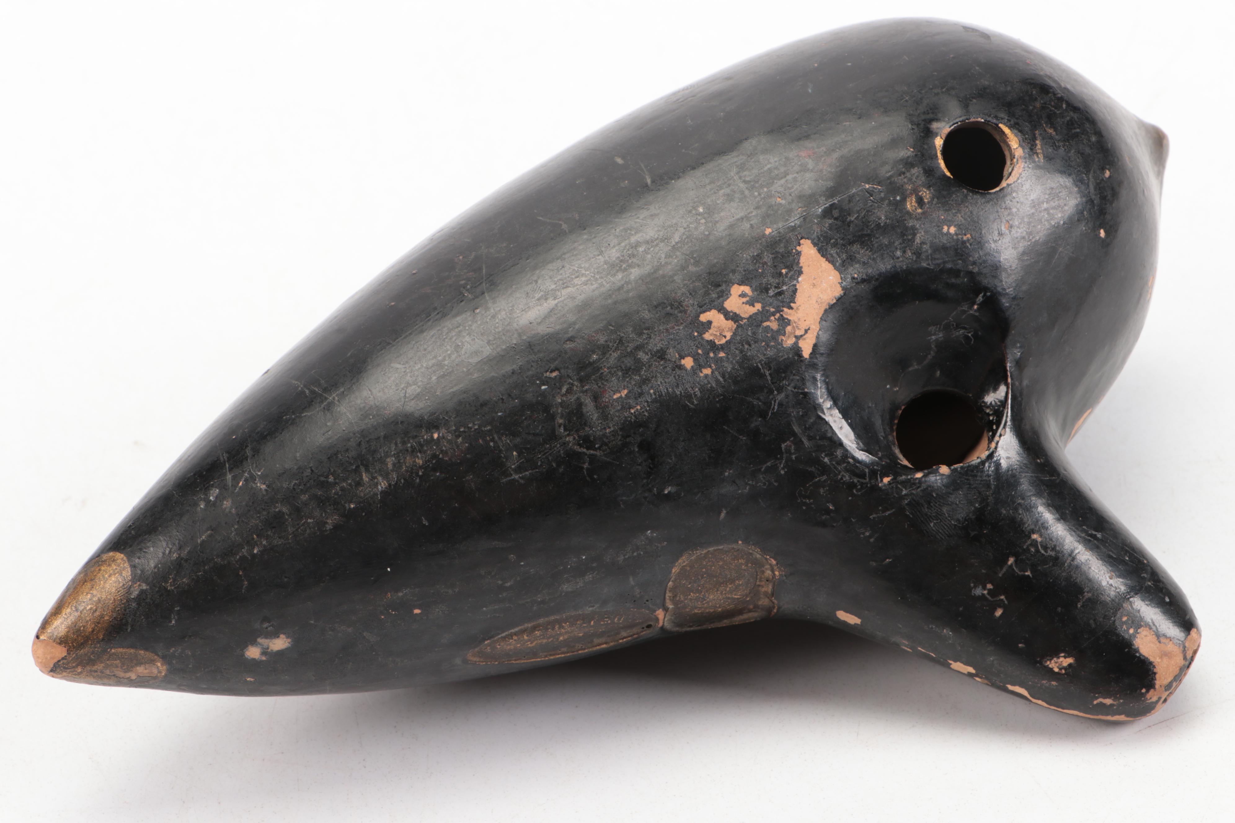 Black Glazed Terracotta Ocarina