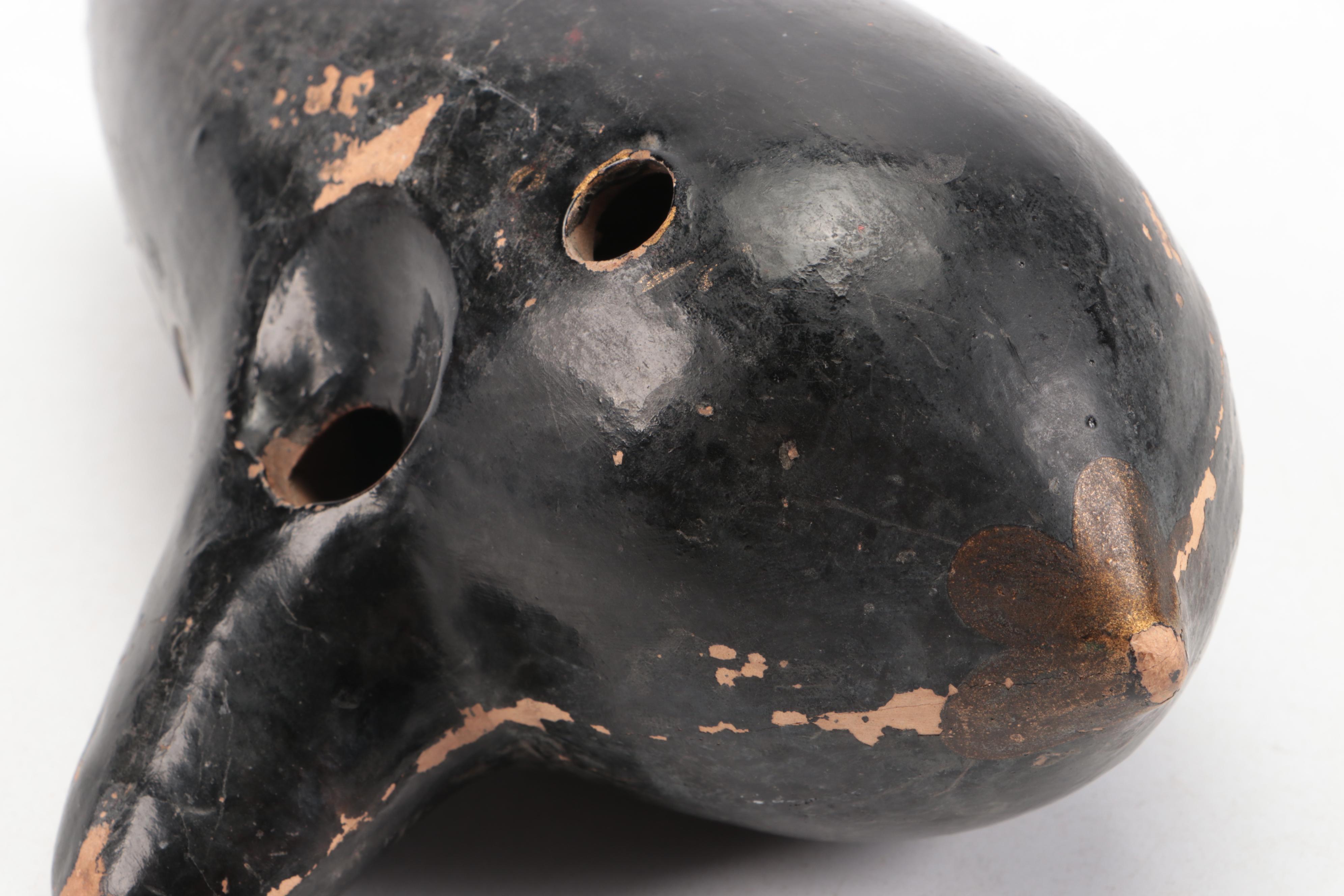 Black Glazed Terracotta Ocarina