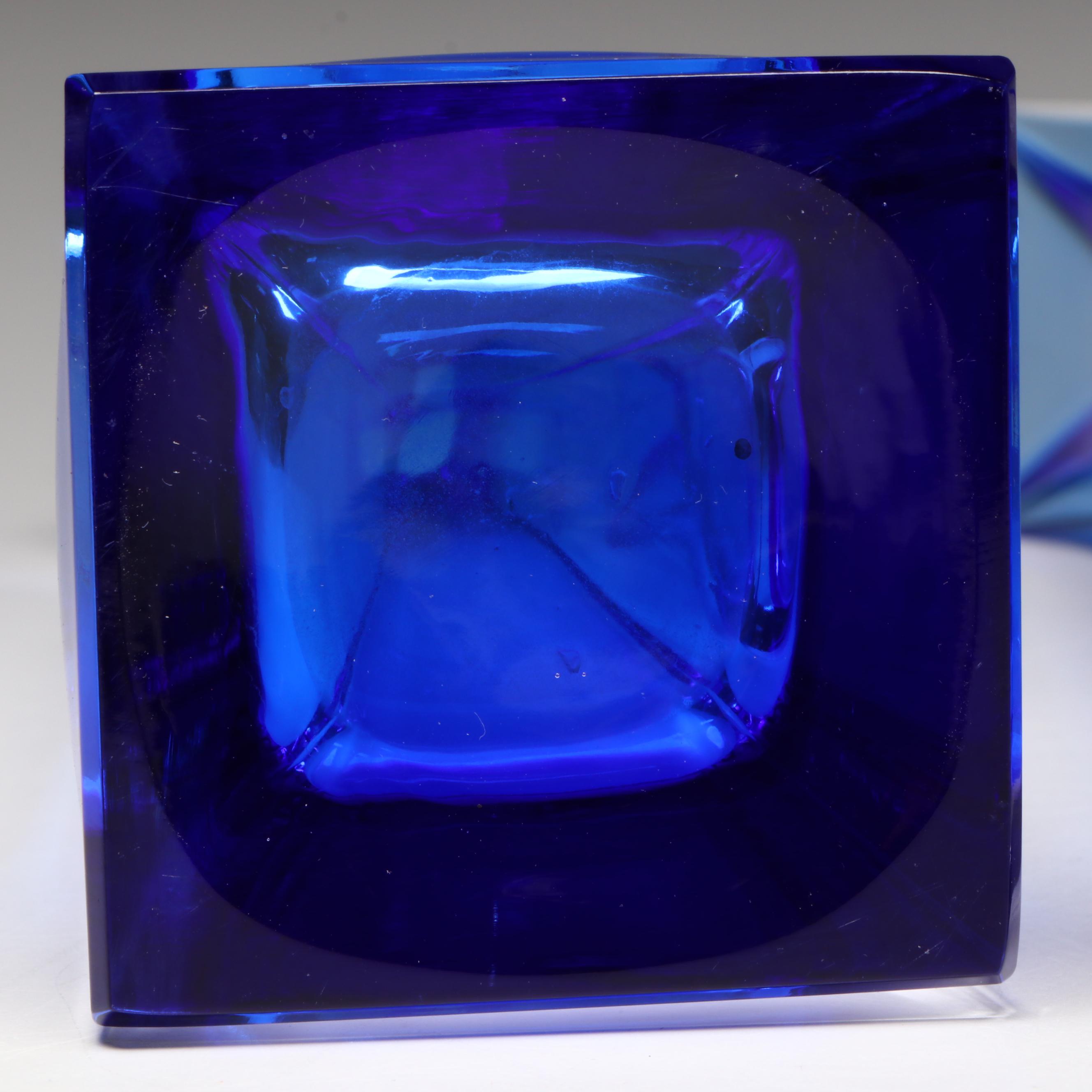 Pair of Royal Gallery Italian Blue Crystal Vases, Late 20th C.