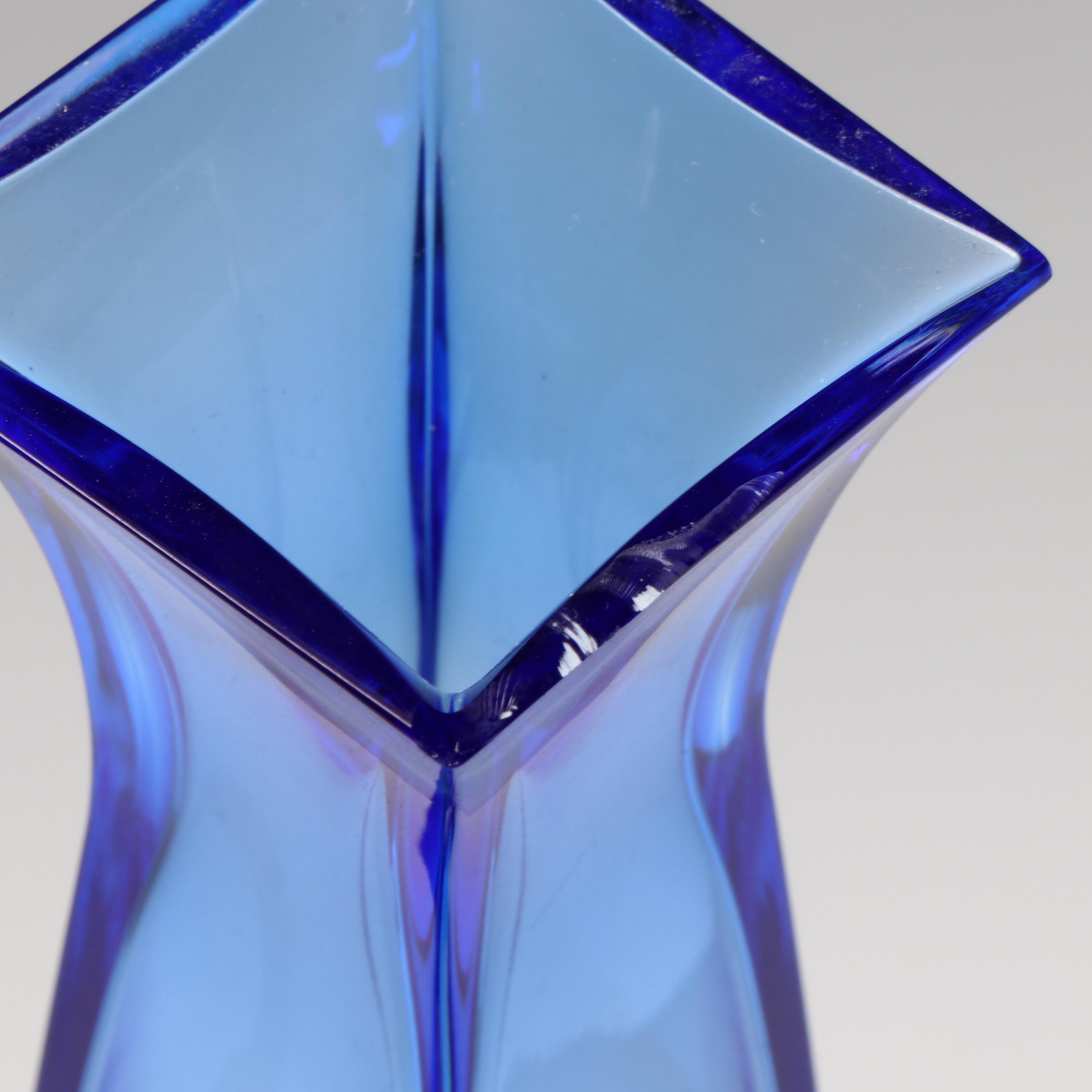 Pair of Royal Gallery Italian Blue Crystal Vases, Late 20th C.