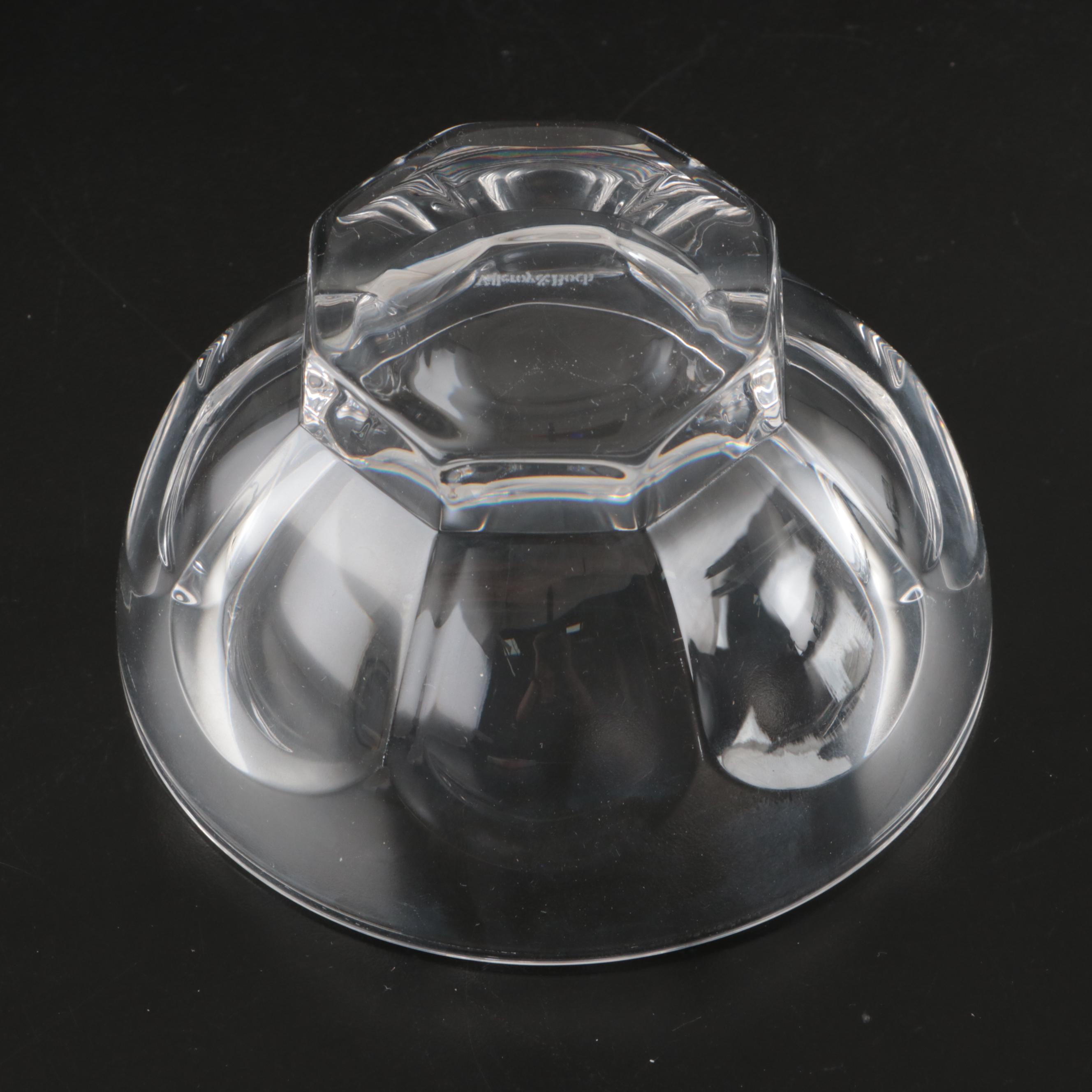 Villeroy & Boch Crystal Dessert Bowls with Italian Silver Plate Salad Servers