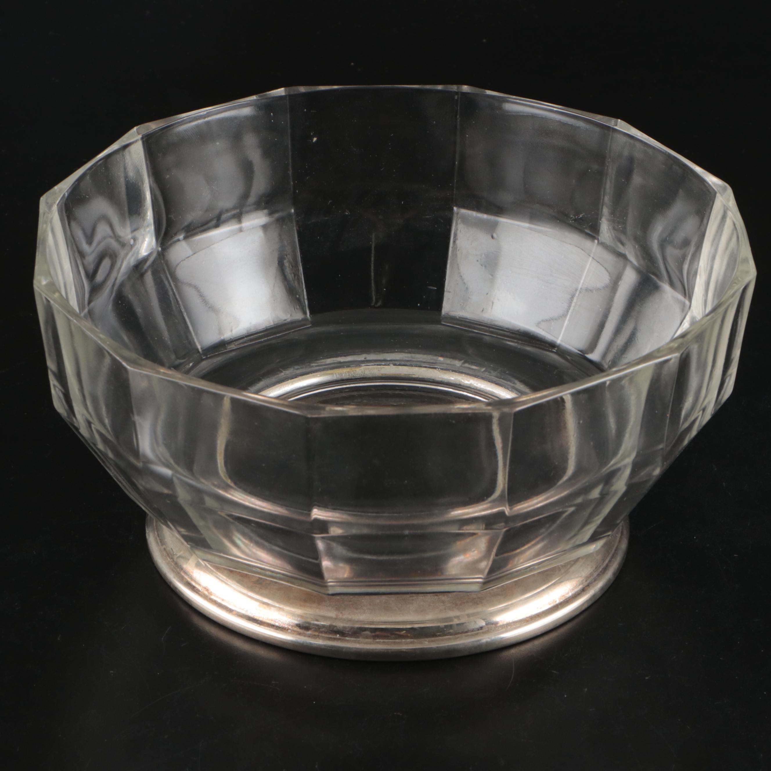 Villeroy & Boch Crystal Dessert Bowls with Italian Silver Plate Salad Servers