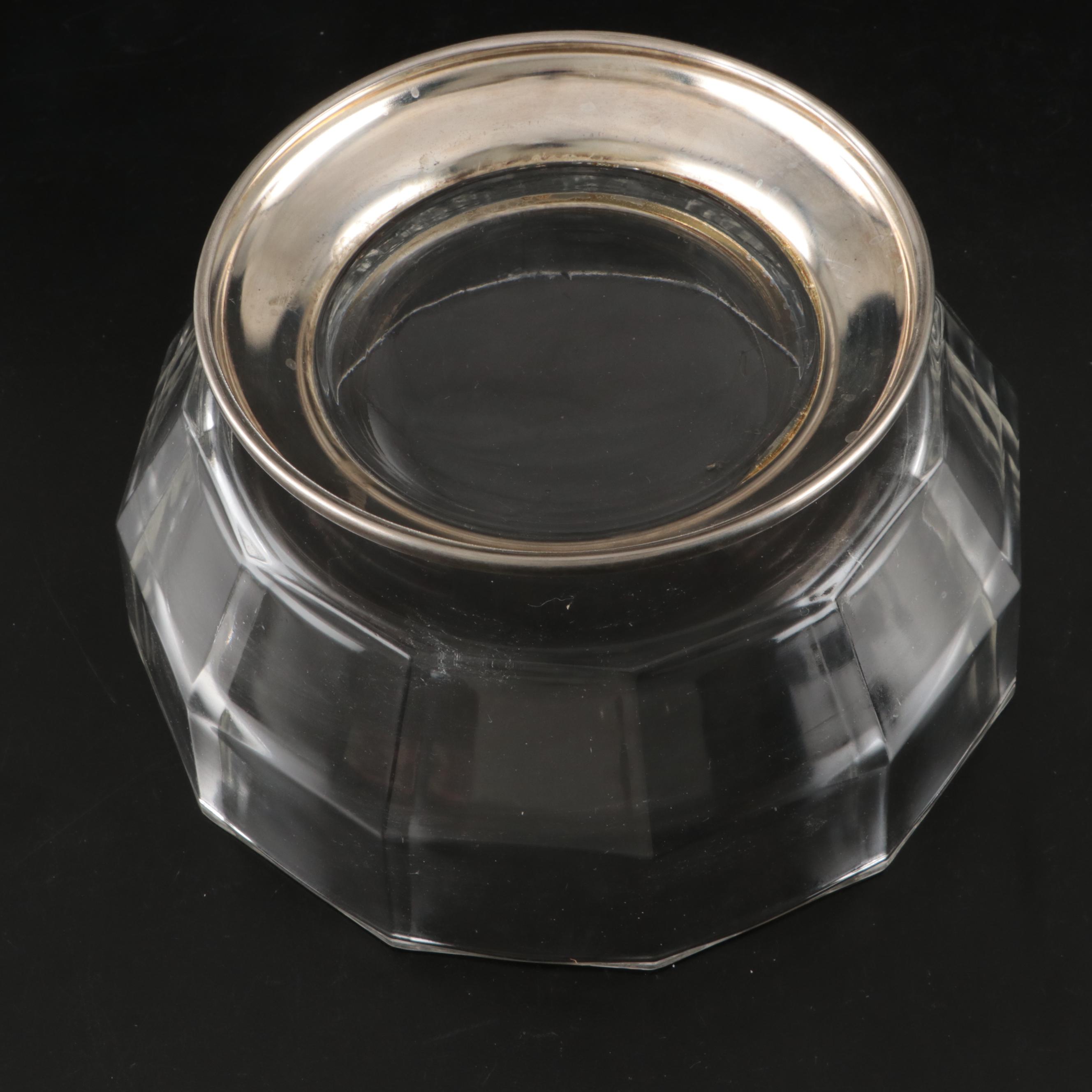 Villeroy & Boch Crystal Dessert Bowls with Italian Silver Plate Salad Servers