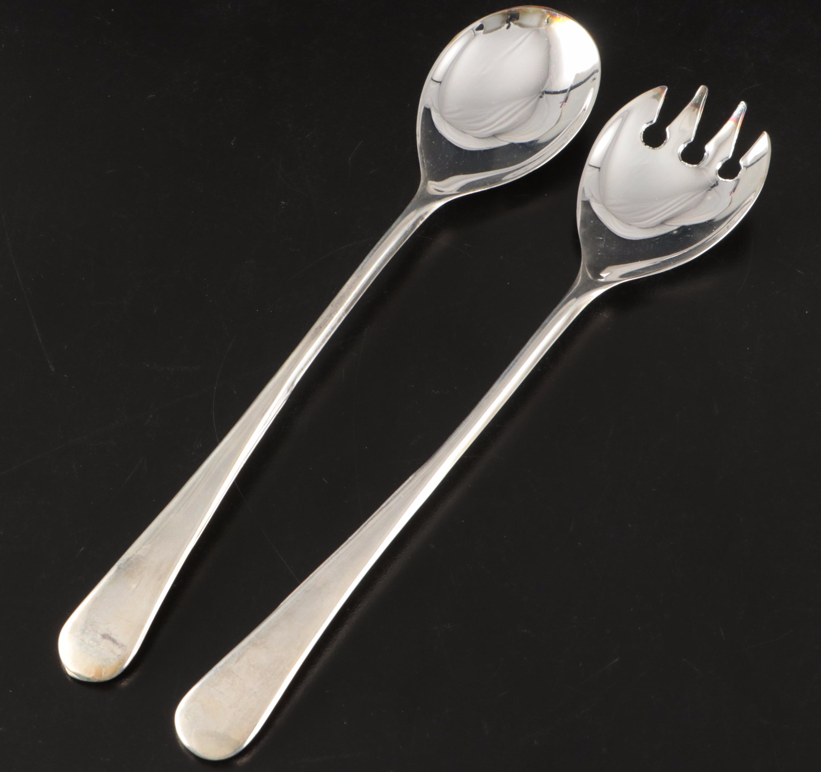 Villeroy & Boch Crystal Dessert Bowls with Italian Silver Plate Salad Servers