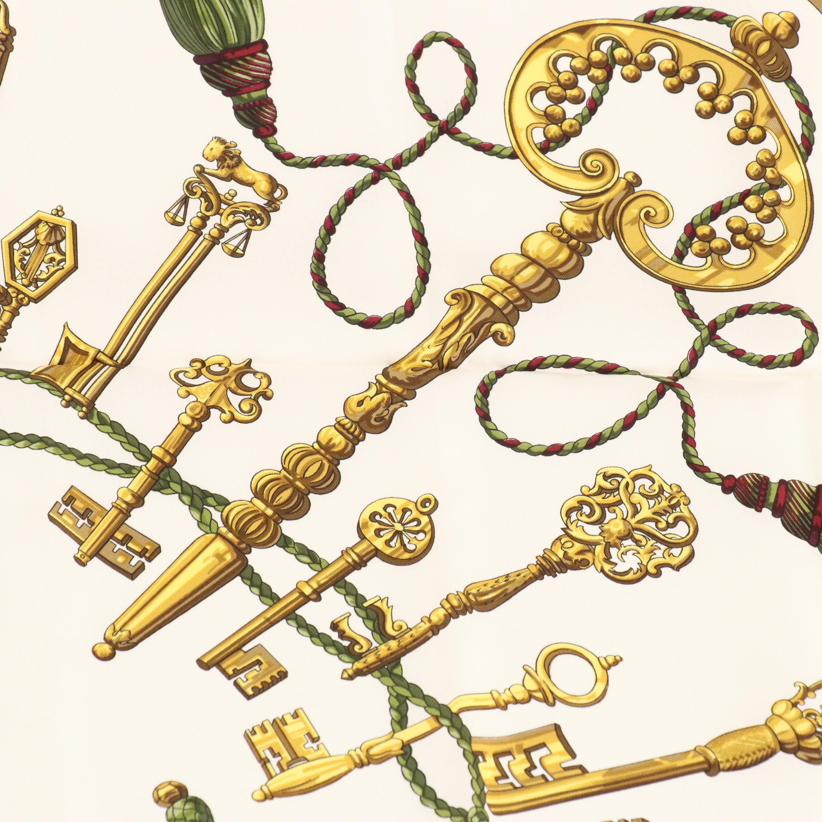 Hermès "Les Clés" Scarf 90 in Silk Jacquard