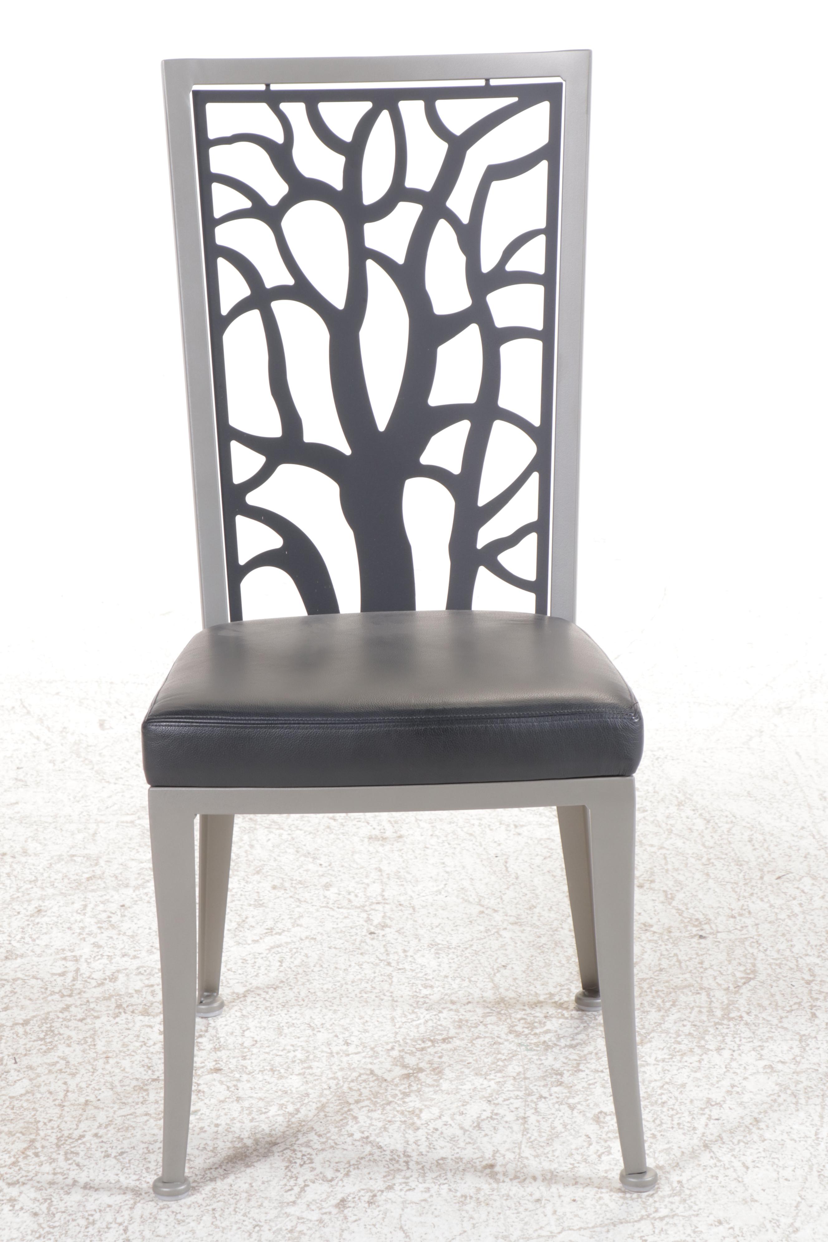 Johnston Casuals Furniture "Luca" Faux Leather and Metal Side Chair