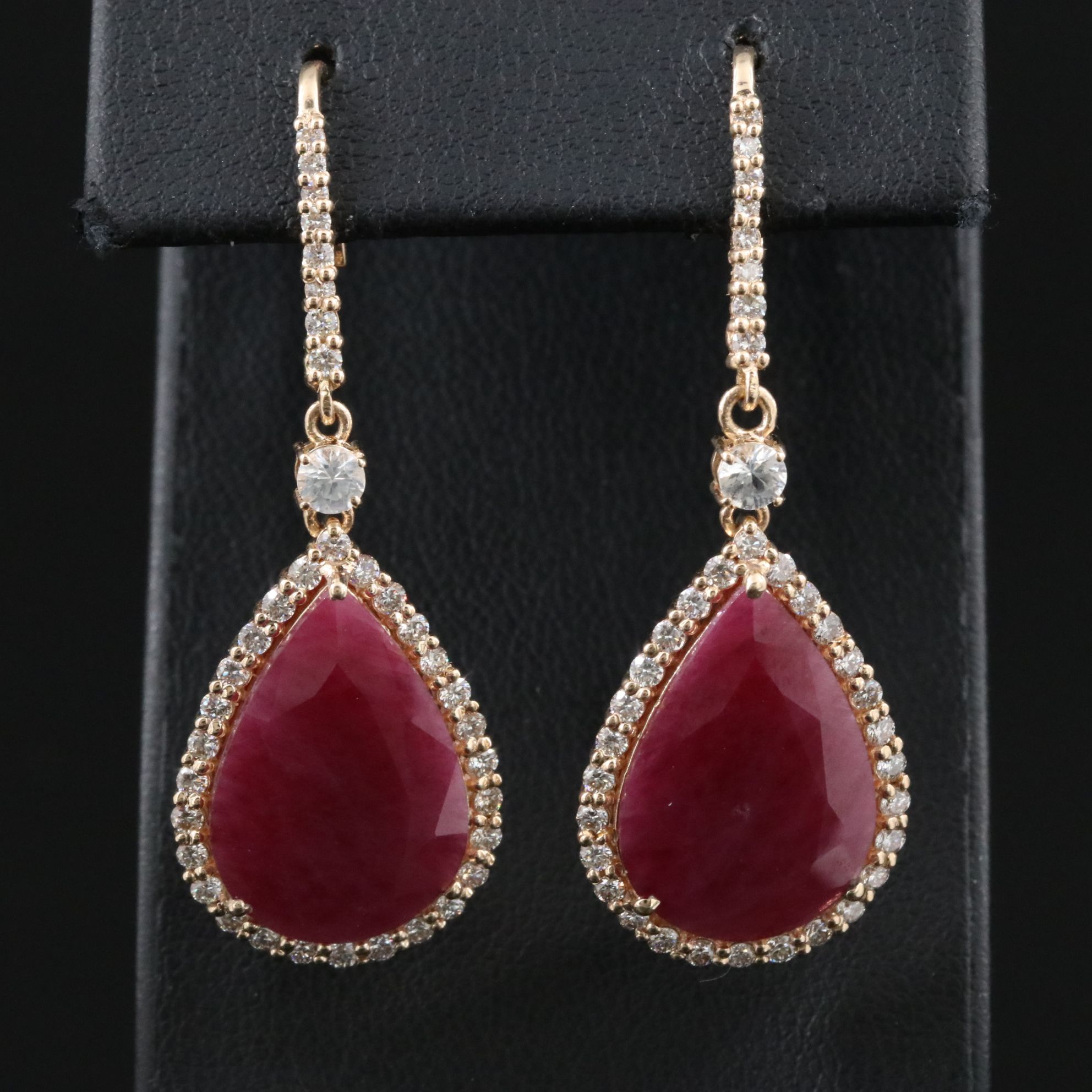 14K Ruby, Sapphire, and Diamond Earrings with IGI Jewelry Report