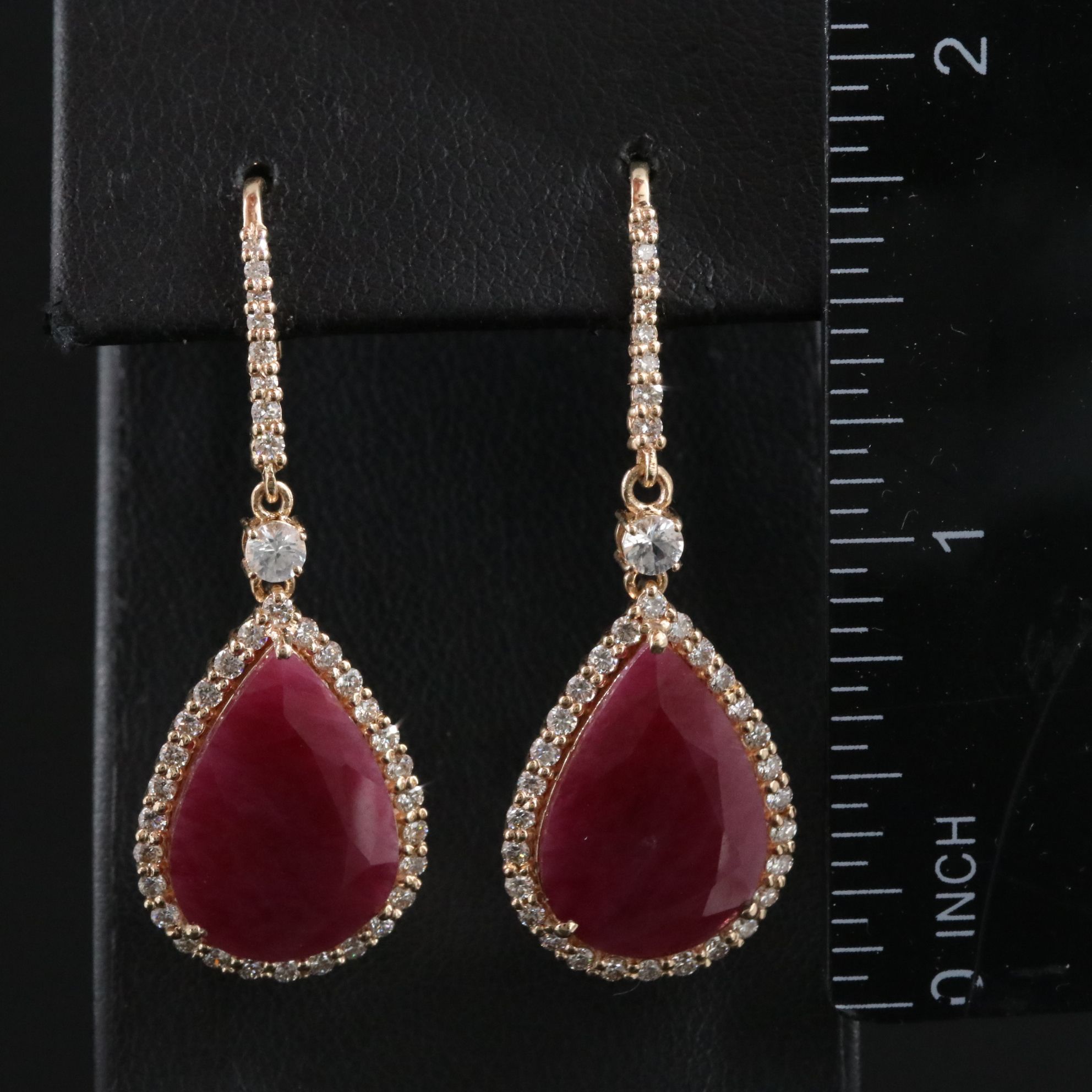 14K Ruby, Sapphire, and Diamond Earrings with IGI Jewelry Report
