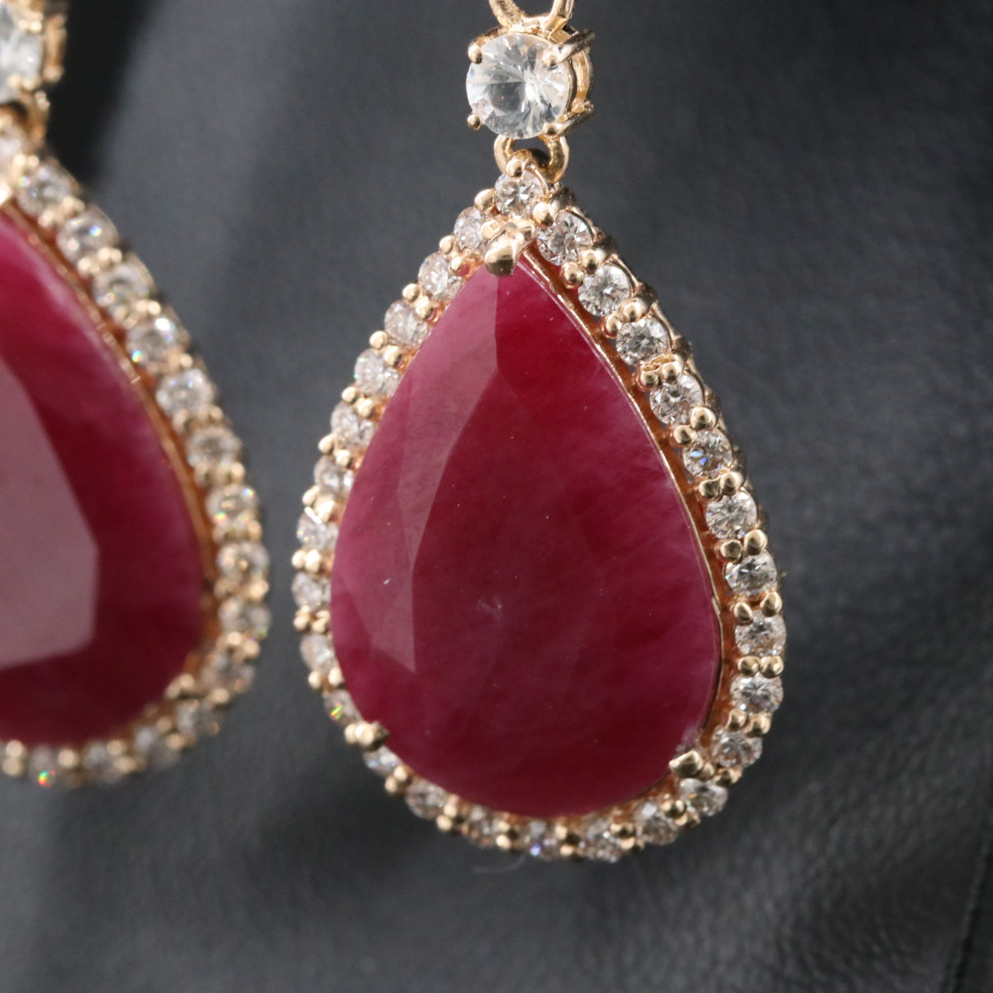 14K Ruby, Sapphire, and Diamond Earrings with IGI Jewelry Report