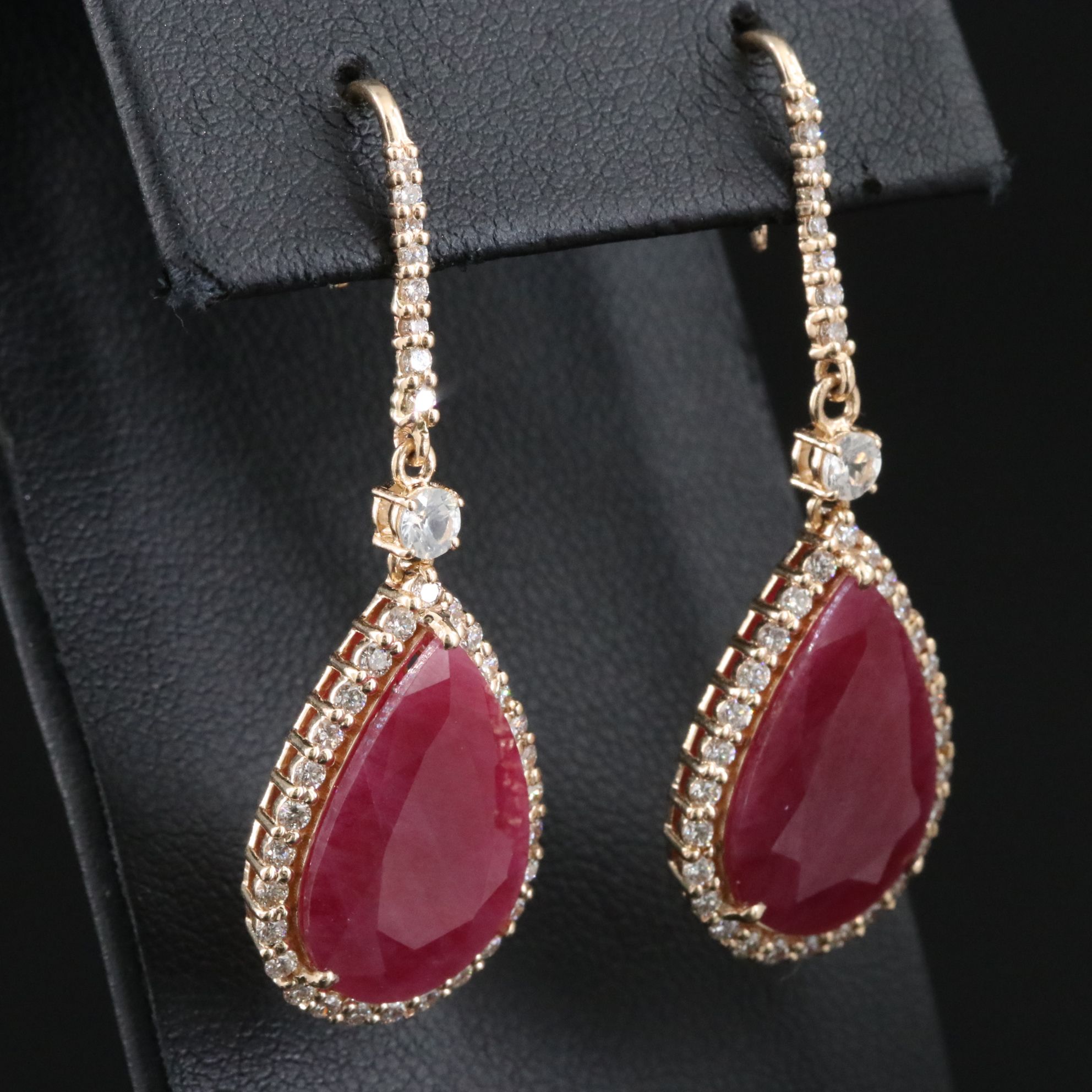 14K Ruby, Sapphire, and Diamond Earrings with IGI Jewelry Report