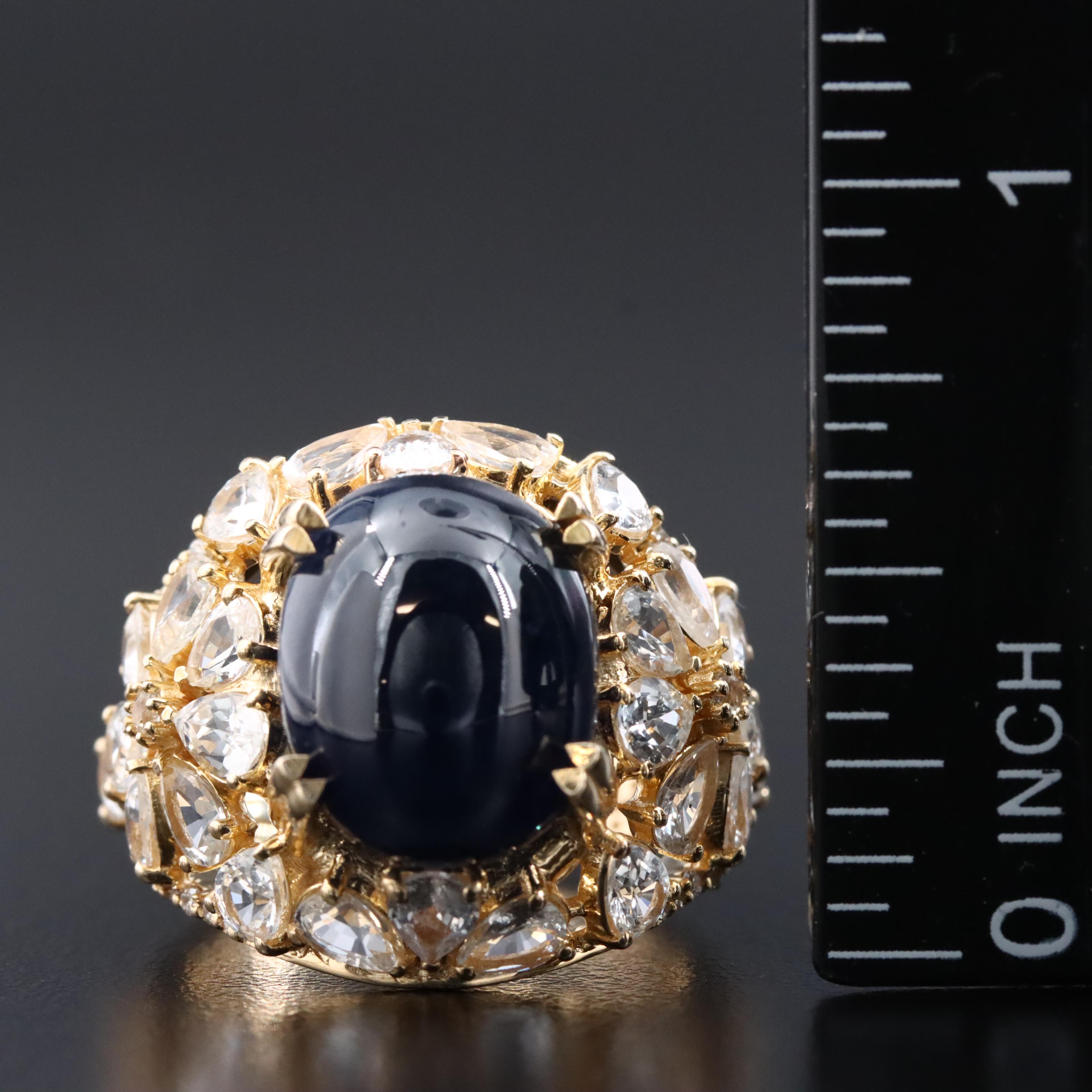 14K 10.47 CT Sapphire, White Sapphire, and Diamond Ring with IGI Jewelry Report