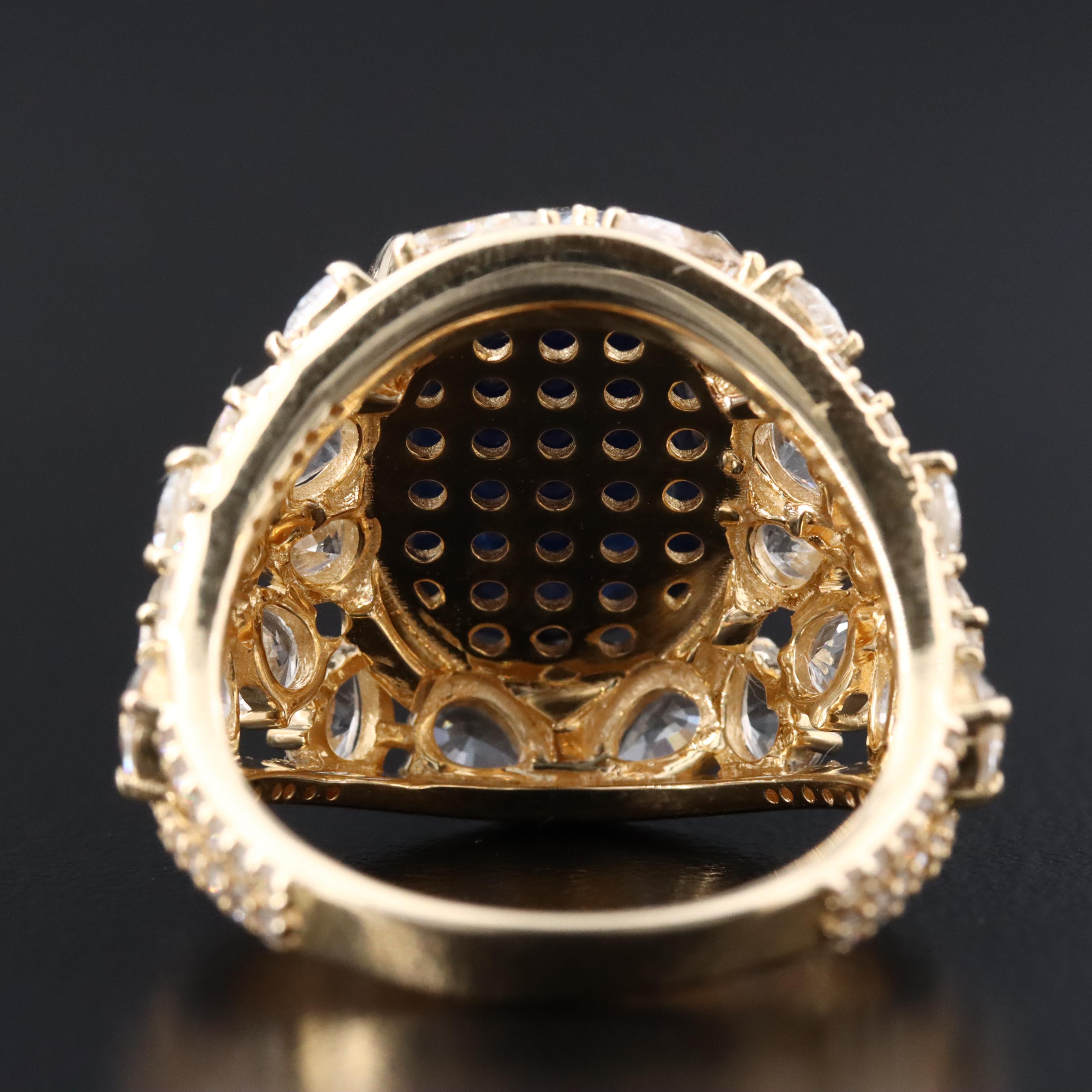 14K 10.47 CT Sapphire, White Sapphire, and Diamond Ring with IGI Jewelry Report