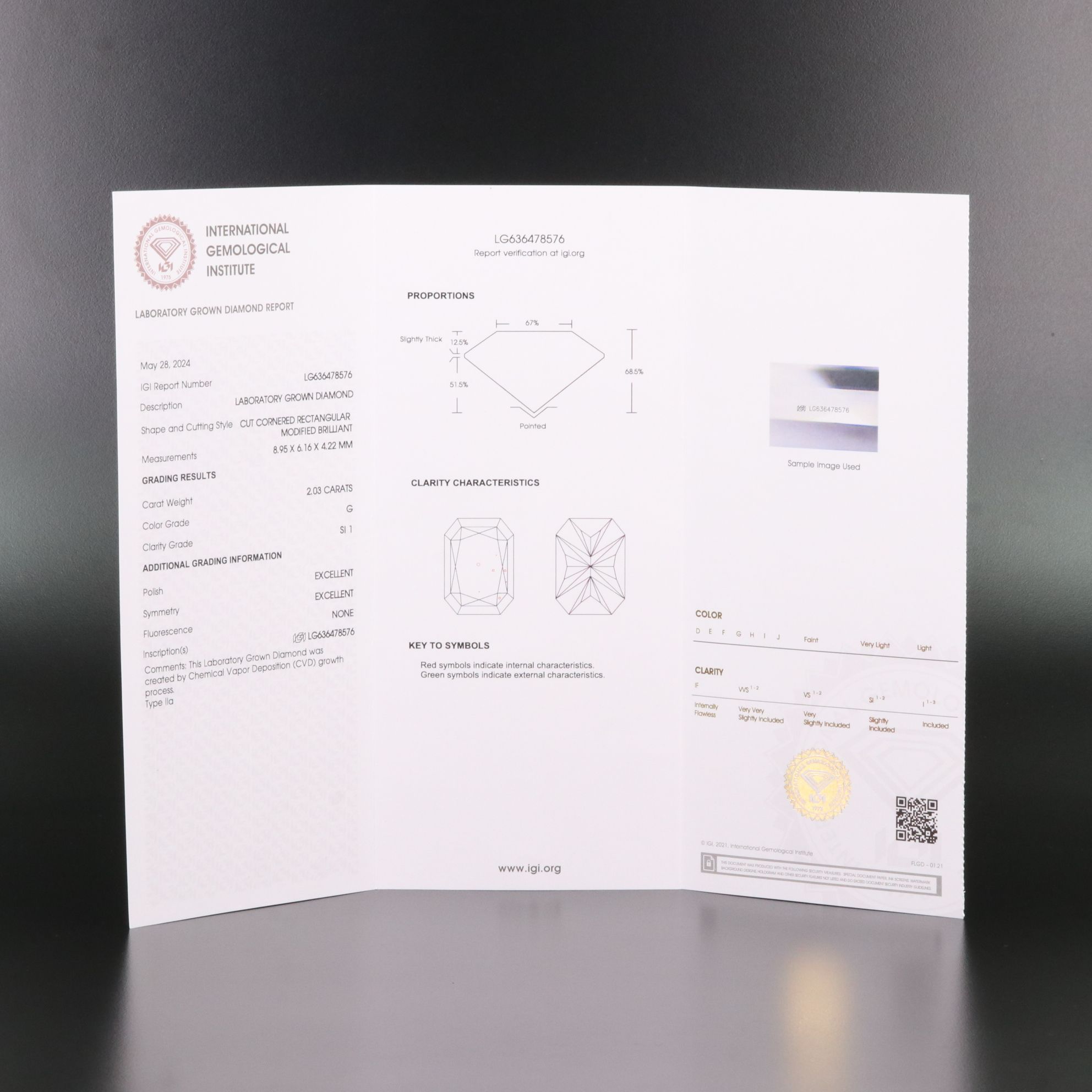 Loose 2.03 CT Lab Grown Diamond with IGI Report