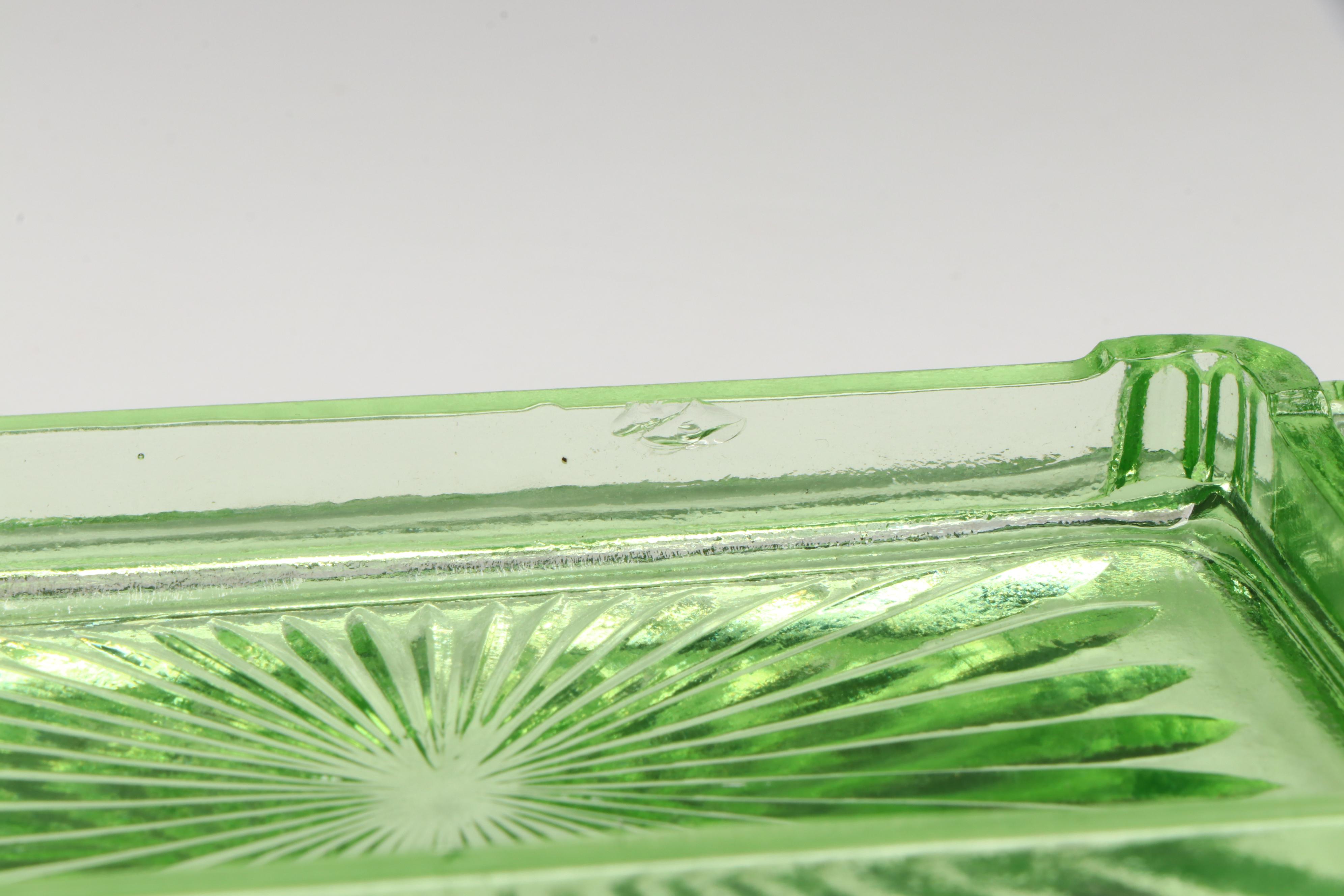 Hazel Atlas and Other Art Deco Uranium Glass Refrigerator Dishes and Kitchenware