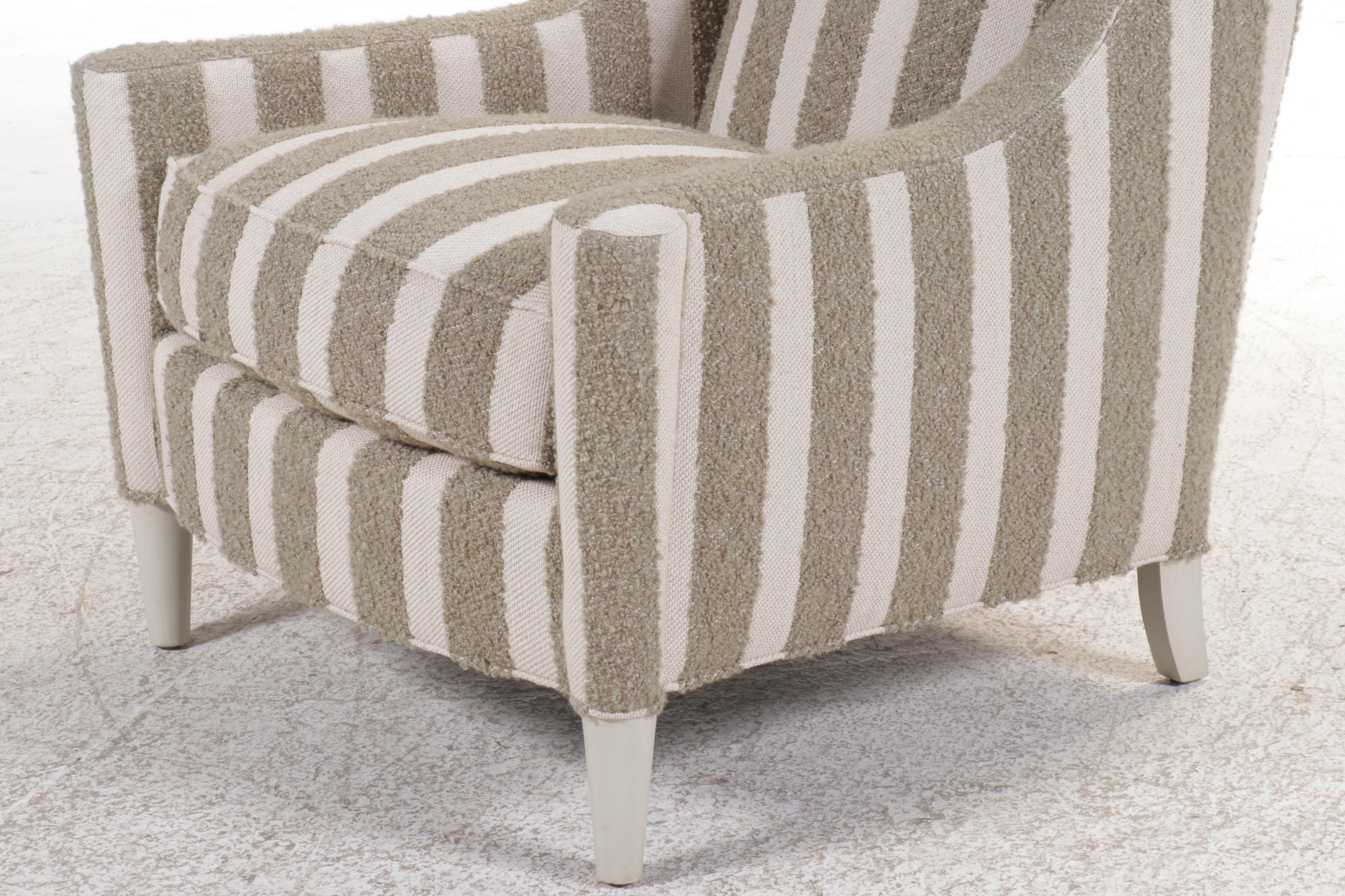 Vanguard Furniture Contemporary Bouclé Striped Fabric Upholstered Armchair