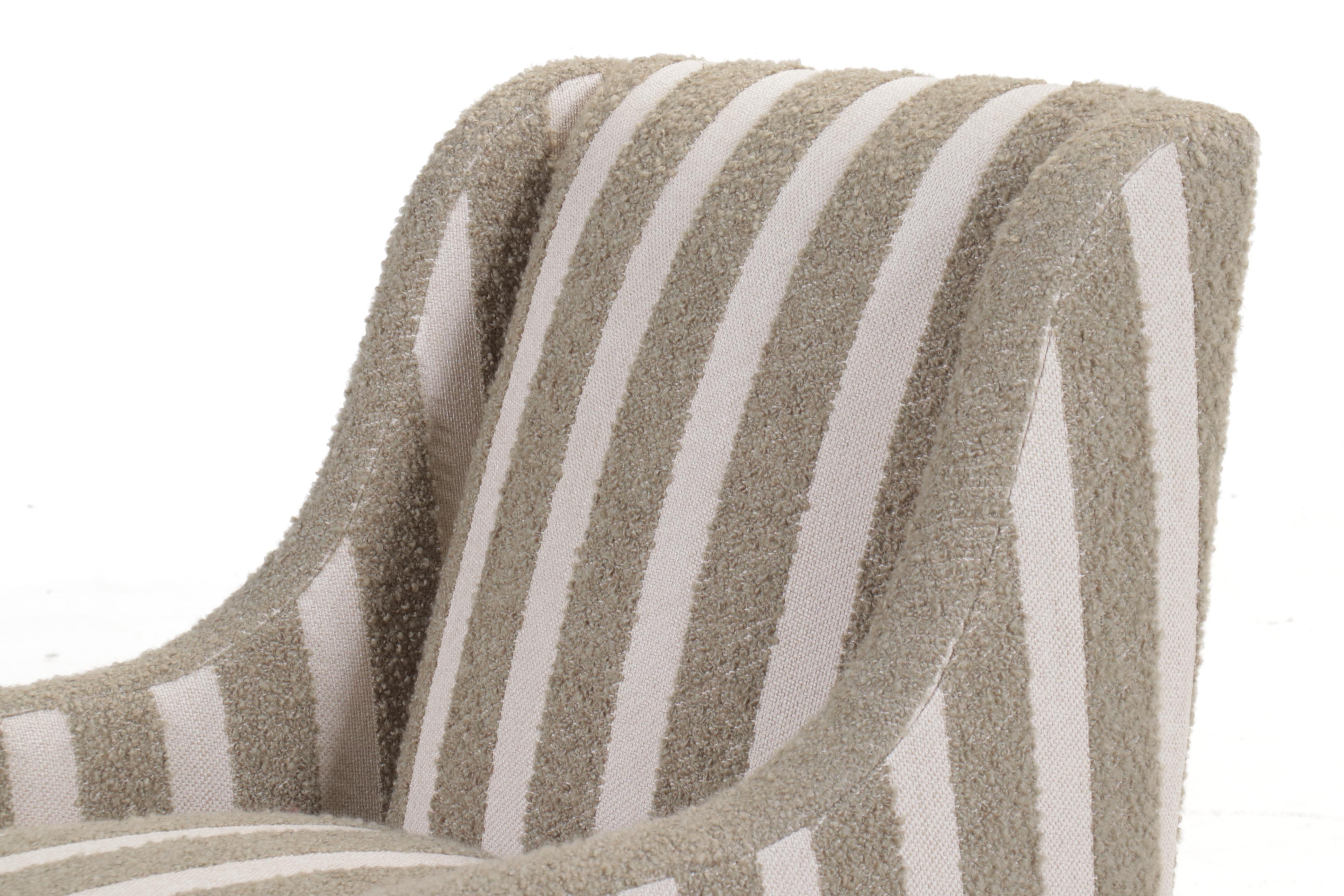Vanguard Furniture Contemporary Bouclé Striped Fabric Upholstered Armchair
